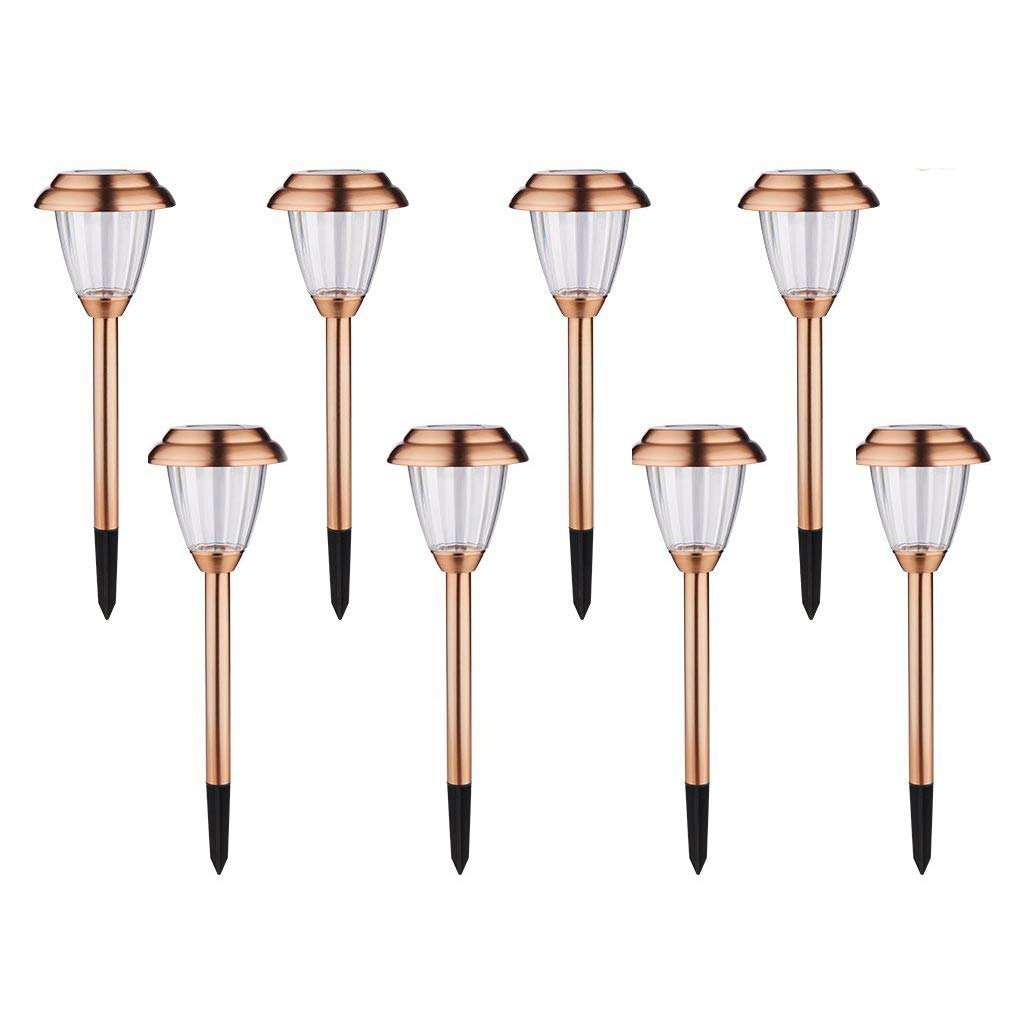 8 Pack Solar Pathway Lights Outdoor - Waterproof Copper Garden Walkway Lights with Solar Power for Yard, Lawn, Patio & Landscape | Perfect for Garden Decor, Driveway Lighting & Backyard Illumination