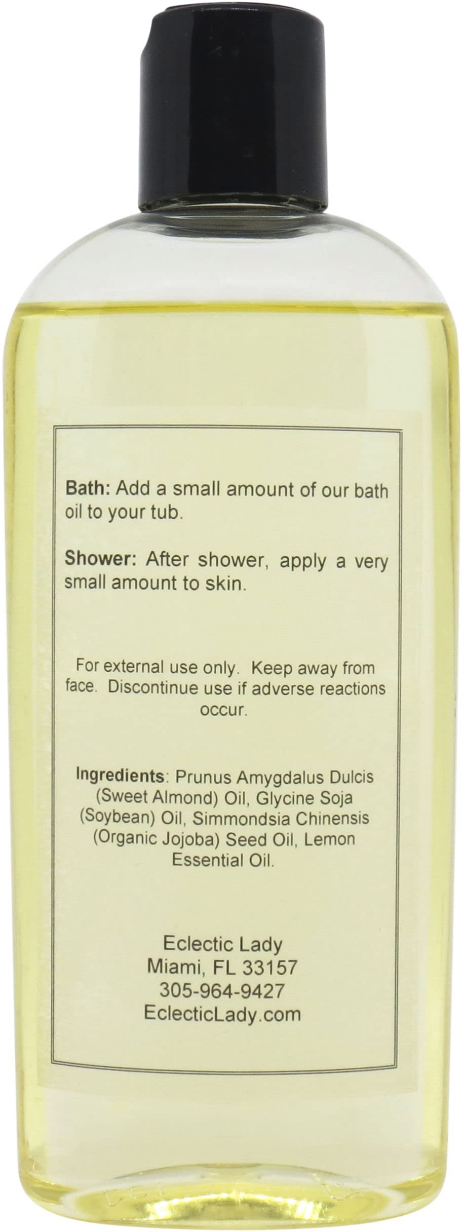 Eclectic Lady Lemon Scented Bath Oil - Relaxing & Moisturizing Body Oil for Dry, Rough & Sensitive Skin - Daily Nourishing Shower Oil (8 oz) - Perfect for Spa Nights, Self-Care Routines & Stress Relief