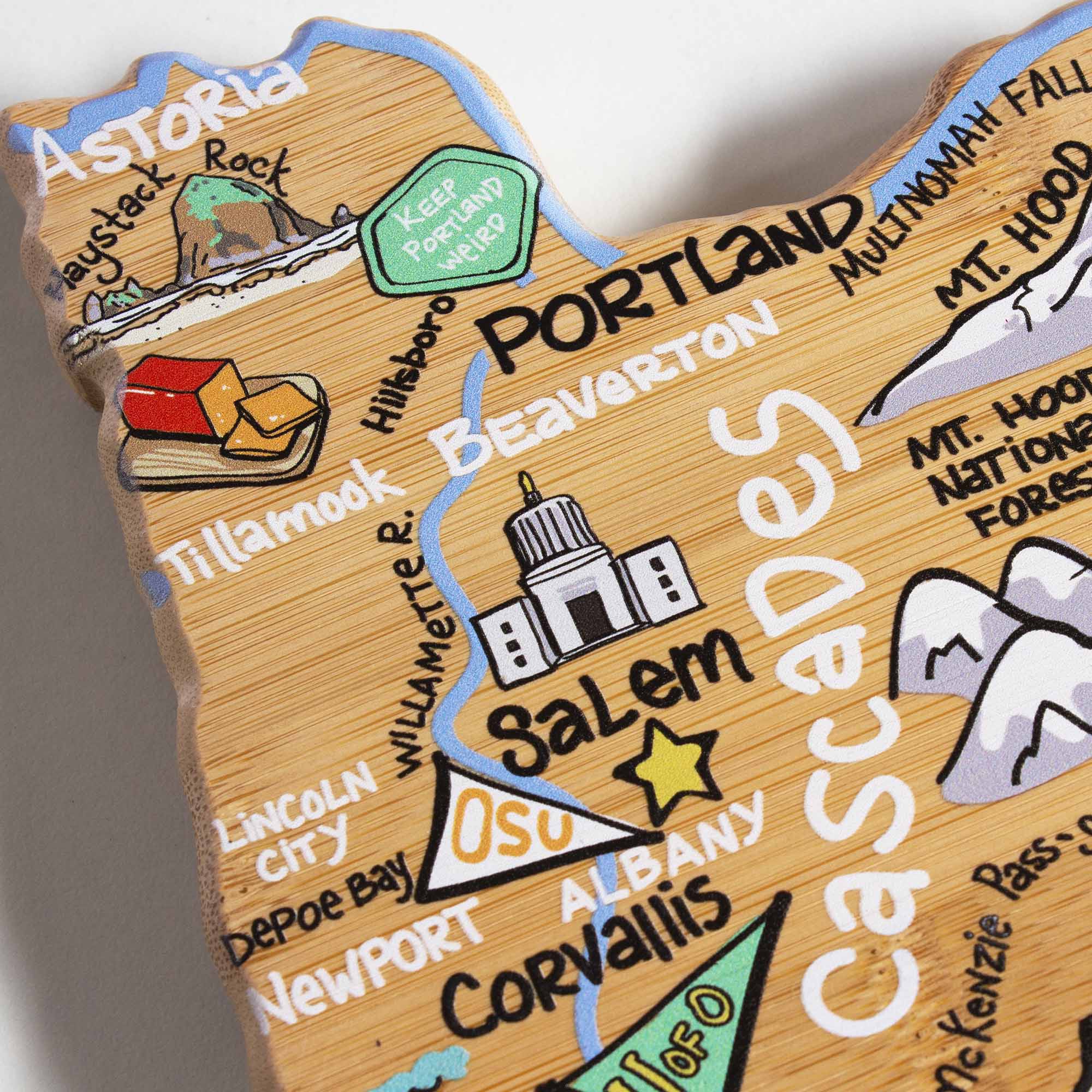 Premium Oregon Wood Cutting Board with Fish Kiss™ Artwork - Durable Kitchen Essential for Chopping, Serving & Decor - Perfect for Home Chefs & Gift Giving