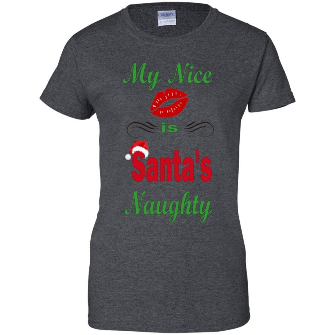 WineyBitches.co Santa's Naughty Ladies' 100% Cotton T-Shirt - Funny Christmas Gift for Women, Holiday Party Outfit, Casual Wear