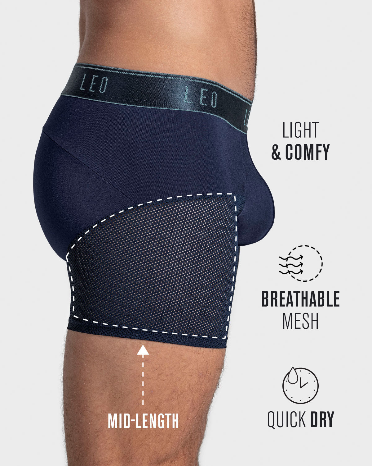 Breathable High-Tech Mesh Boxer Briefs with Ergonomic Support Pouch - Perfect for Gym, Running & Everyday Comfort