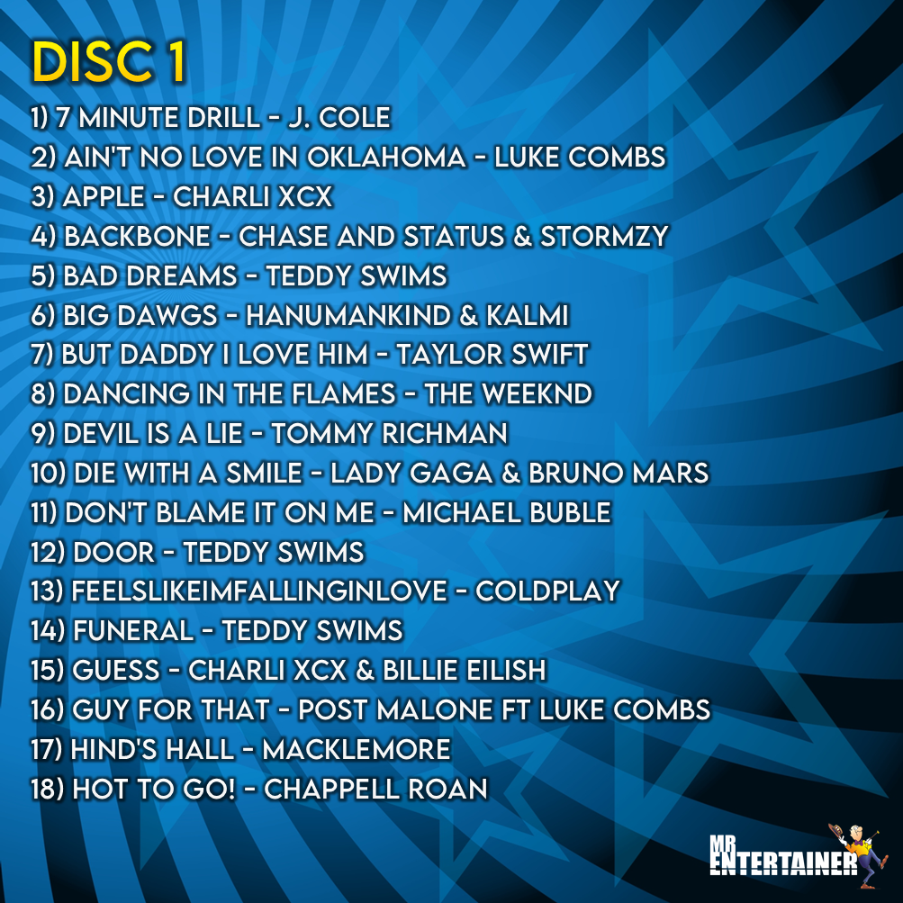 Mr Entertainer Karaoke Chart Hits Update Autumn 2024 - Latest Popular Songs for Home Parties & Entertainment