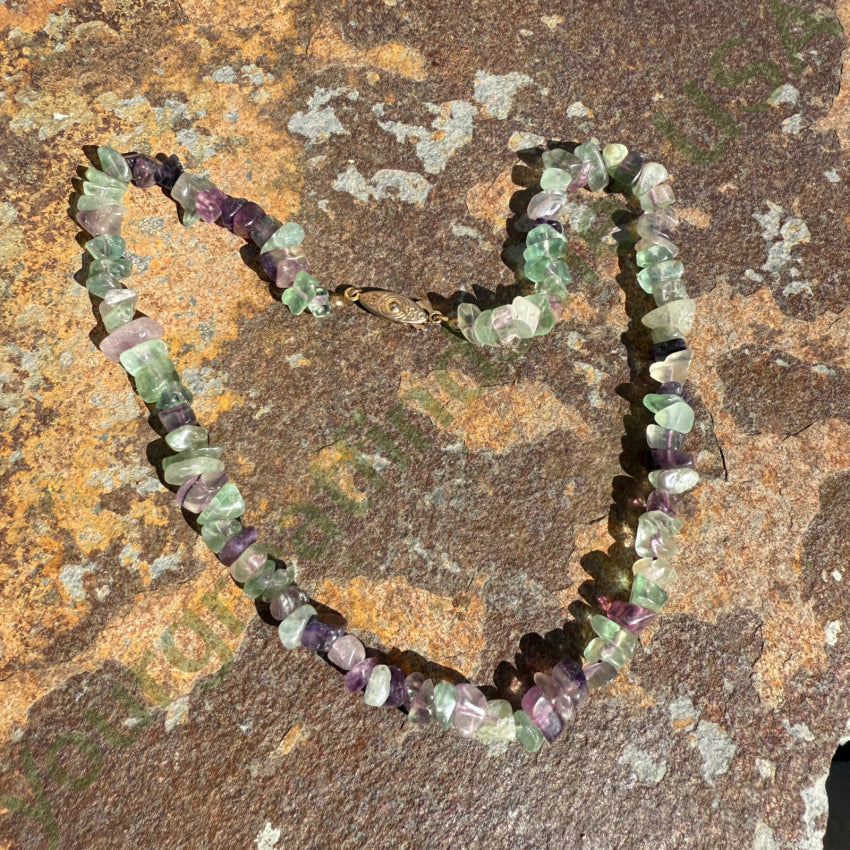Vintage Carved Fluorite Bead Necklace - Handmade Gemstone Jewelry for Women, Boho Chic Accessory - Perfect for Parties, Weddings & Everyday Wear