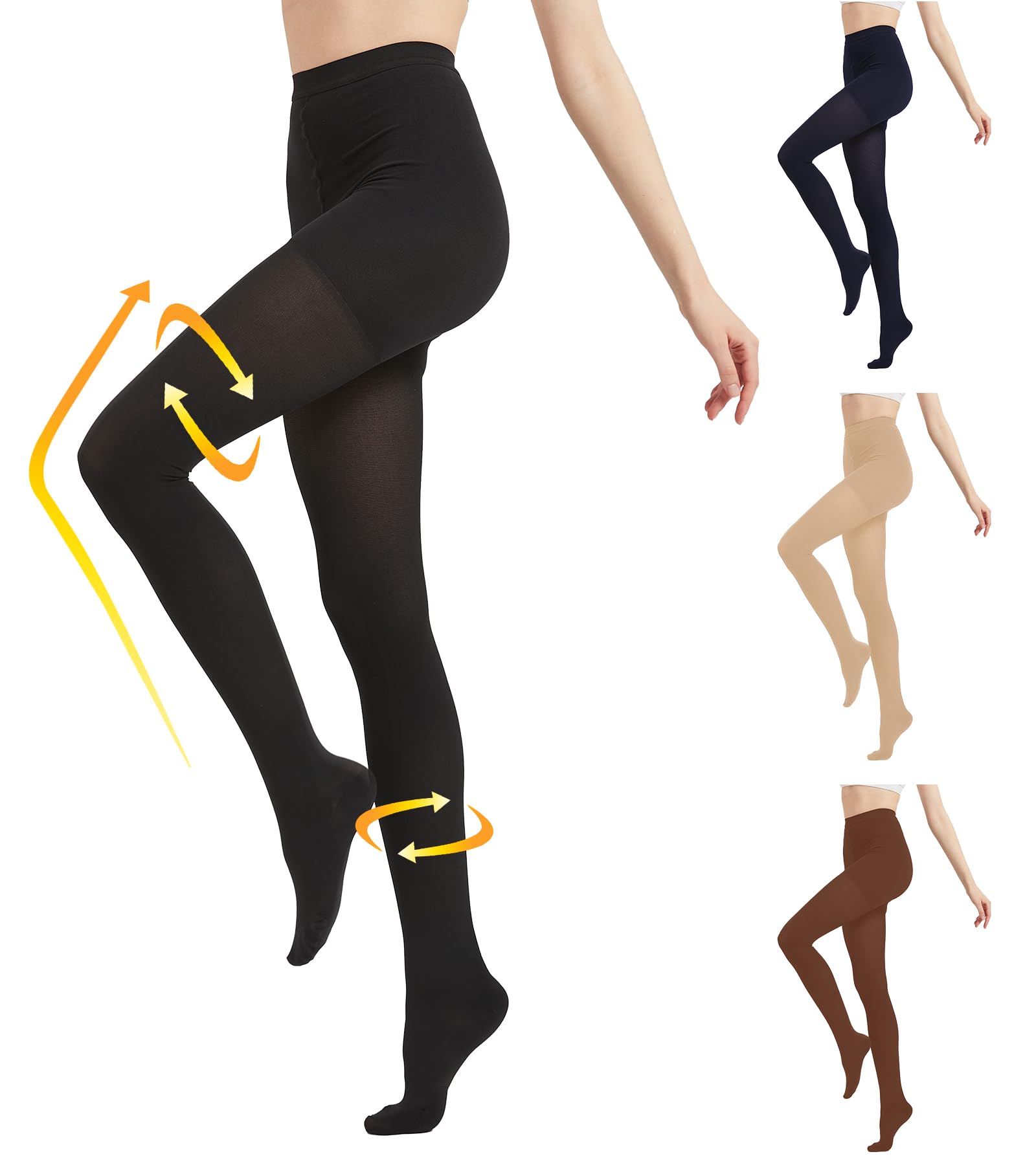 MGANG Medical Compression Pantyhose for Women & Men - 20-30 mmHg Firm Support, Closed Toe, Opaque, Waist High Leggings for Varicose Veins, Edema, DVT - Black XL - Ideal for Travel, Pregnancy & Post-Surgery Recovery