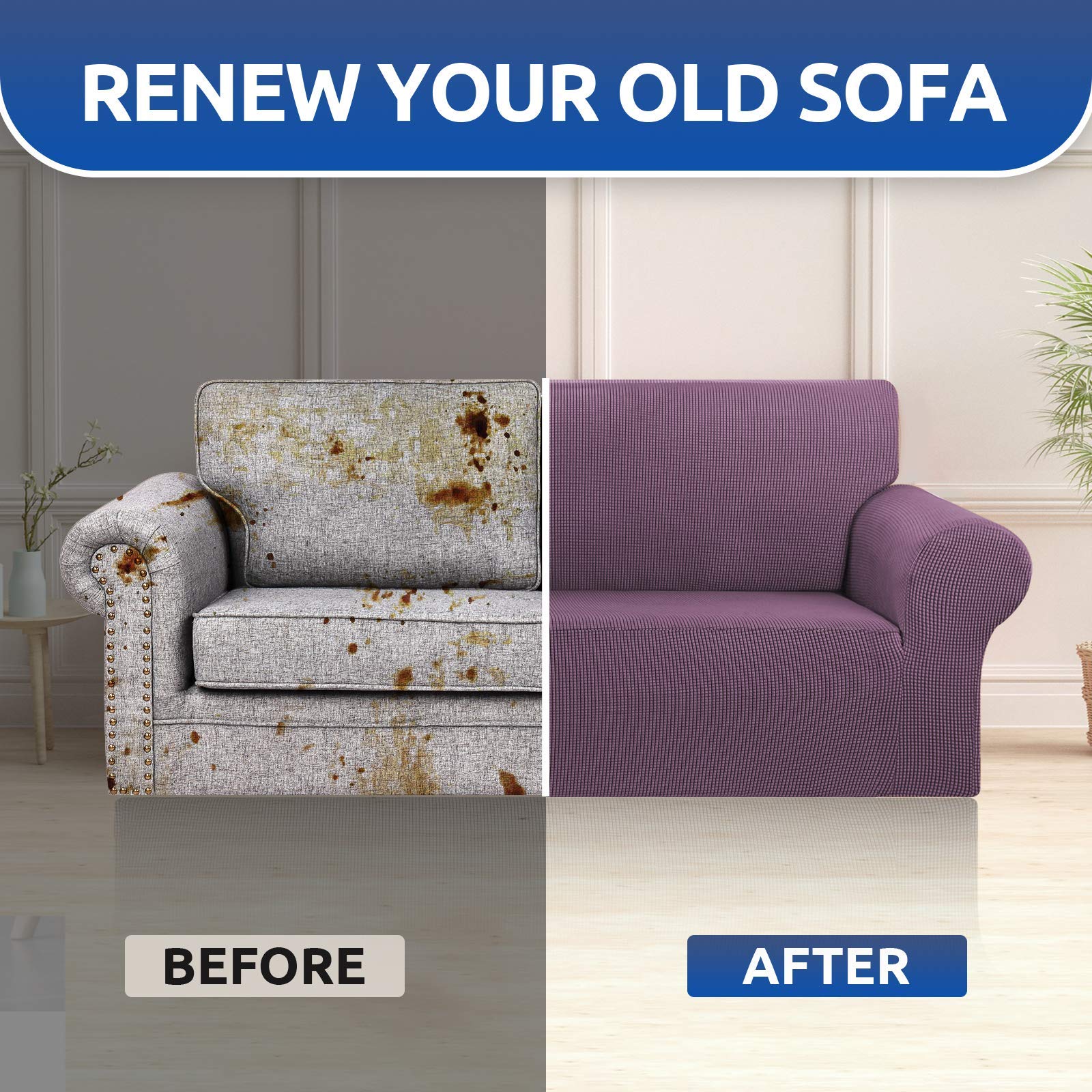 Stretch Loveseat Sofa Cover Slipcover for 2 Cushion Couch (55