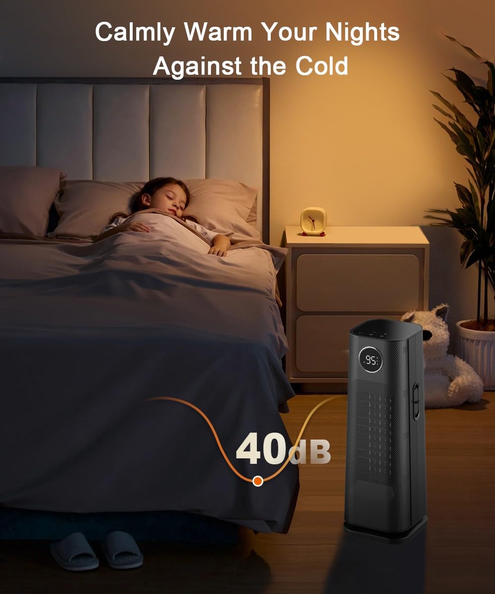 Sunnote 1500W Portable Ceramic Space Heater with 80° Oscillation, Thermostat & Remote - 5 Heating Modes, 24H Timer, Fast Safe Heating for Office, Bedroom & Indoor Use - Perfect for Winter Home & Workspace Comfort