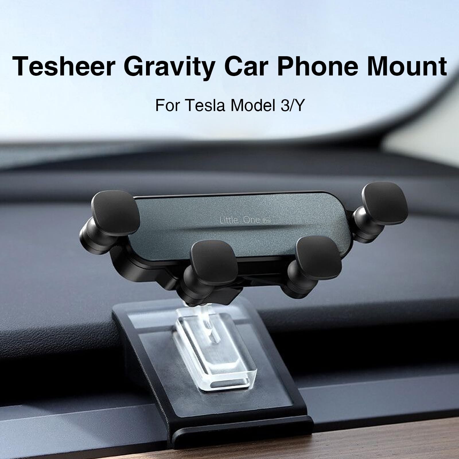 Tesheer Tesla Phone Mount for Model 3 & Y - Gravity Auto-Grip Foldable Holder - 2024 Tesla Accessories for Secure Driving & Navigation