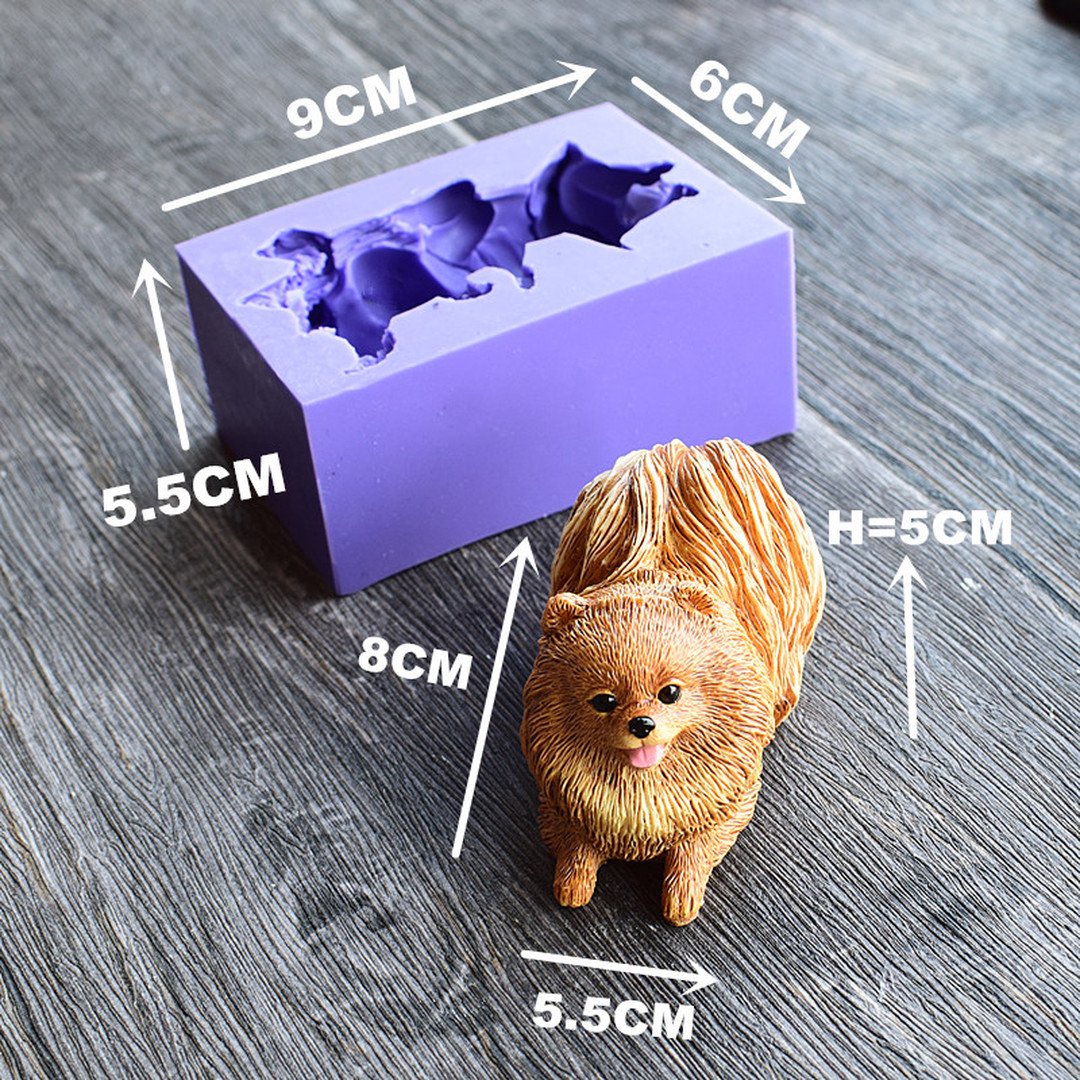 Runloo 3D Silicone Dog Molds for Chocolate, Fondant, Soap & Candles - Cute Puppy & Pomeranian Shapes for Baking, DIY Crafts & Home Decor