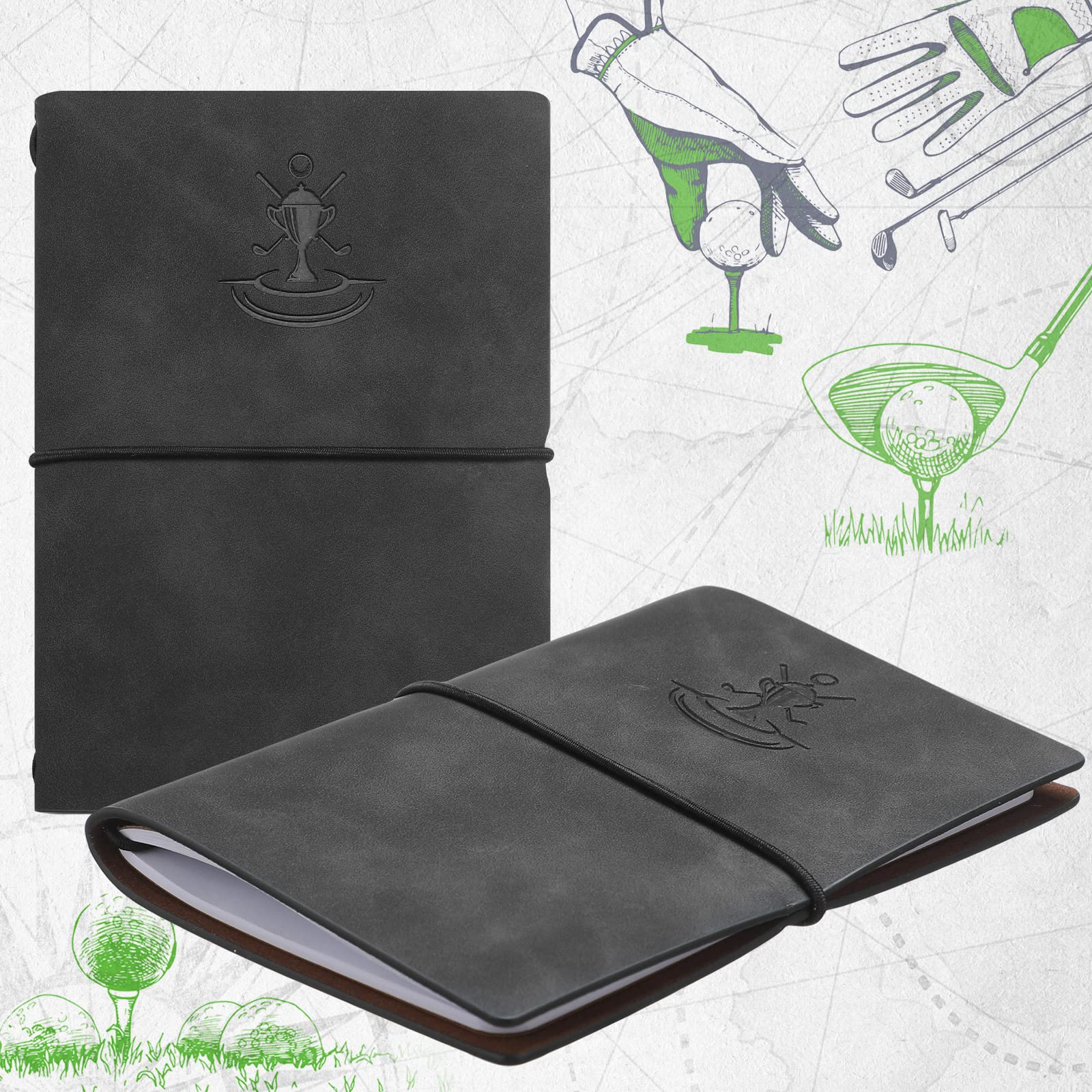 Premium Leather Golf Scorecard Book & Yardage Notebook - Golf Journal Notepad for Men & Women - Perfect Golf Club Accessories Gift for Christmas, Birthdays & Tournaments - Ideal for Tracking Scores, Yardages & Game Improvement