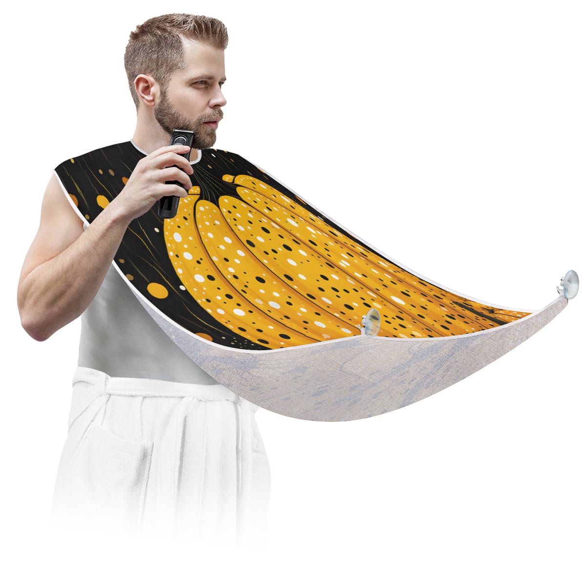 Cartoon Yellow Pumpkin Beard Shaving Bib for Men - Waterproof Hair Dye & Makeup Apron for Barber Stylists, Women's Haircut Cape - Sink Hair Catcher & Beard Trimming Tool (Perfect for Halloween Costumes, Salon Use & DIY Grooming)