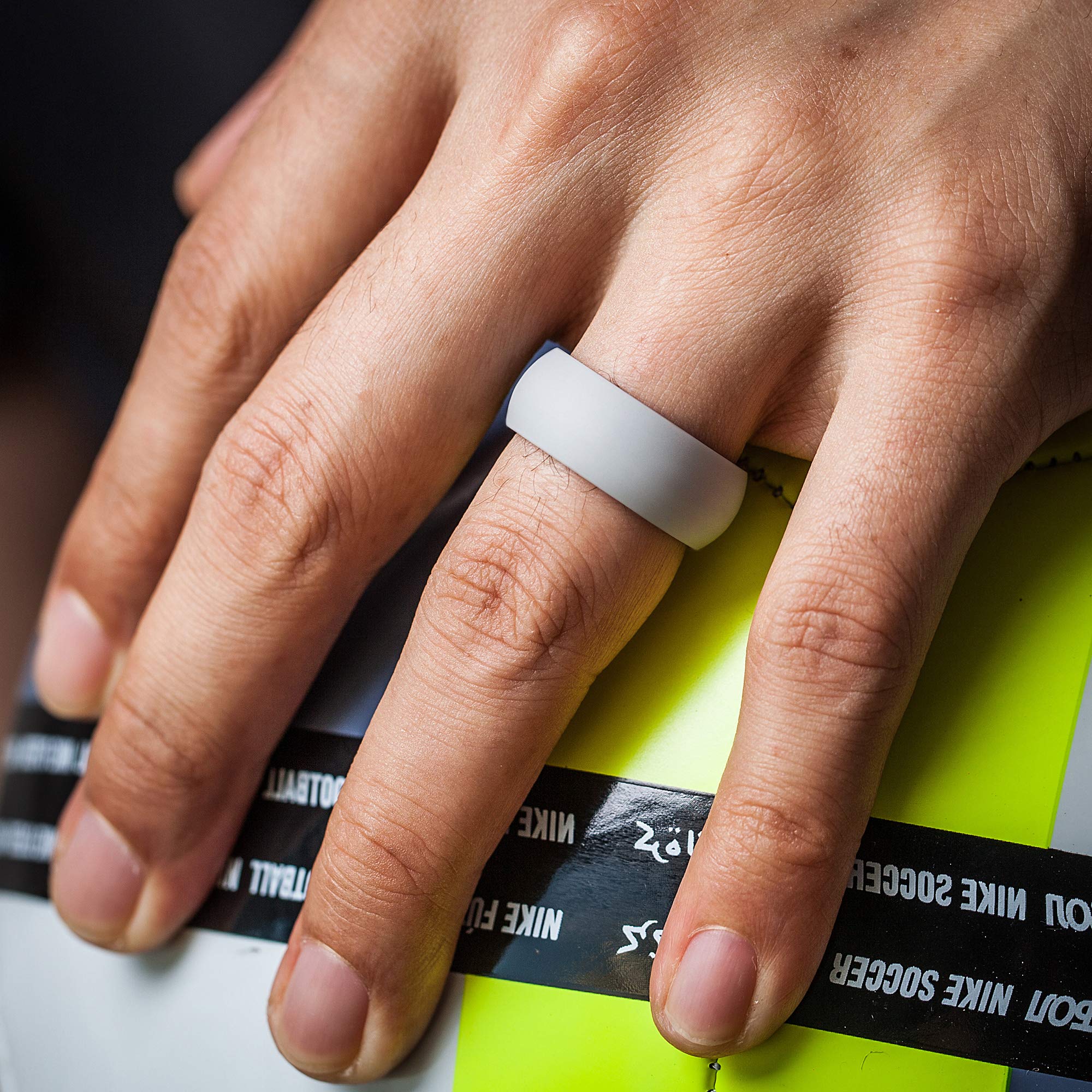 ThunderFit Silicone Wedding Rings for Men - 7 Pack Durable Rubber Bands, 8.7mm Wide & 2mm Thick - Comfortable, Non-Slip Design for Active Lifestyles, Gym, Swimming, Sports & Outdoor Activities