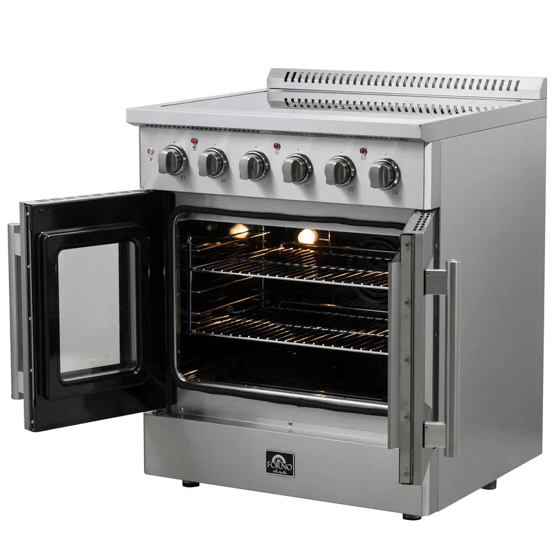 FORNO Galiano 30 Inch French Door Electric Range with Convection Oven - Stainless Steel FFSEL6917 30