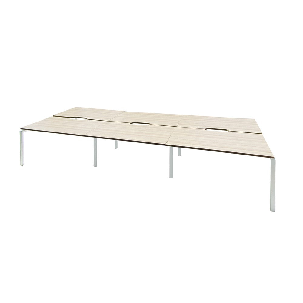 Mobel Novah 6-Person Double Sided Shared Office Desk - Perfect for Coworking Spaces, Home Offices & Collaborative Work Environments