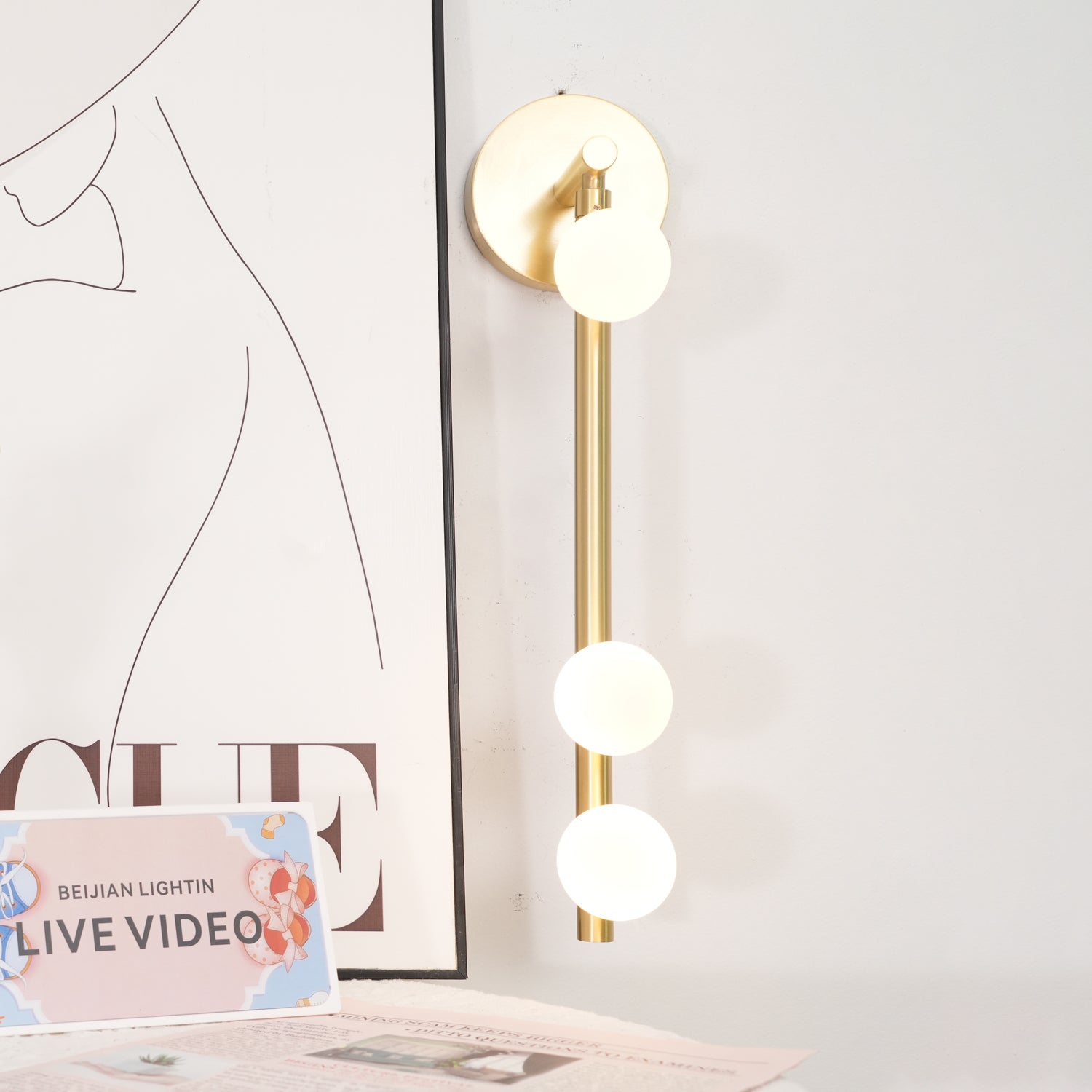 Brass Glass Tube Plug-in Wall Sconce Light - Perfect for Bedroom, Living Room, and Hallway Lighting Decor