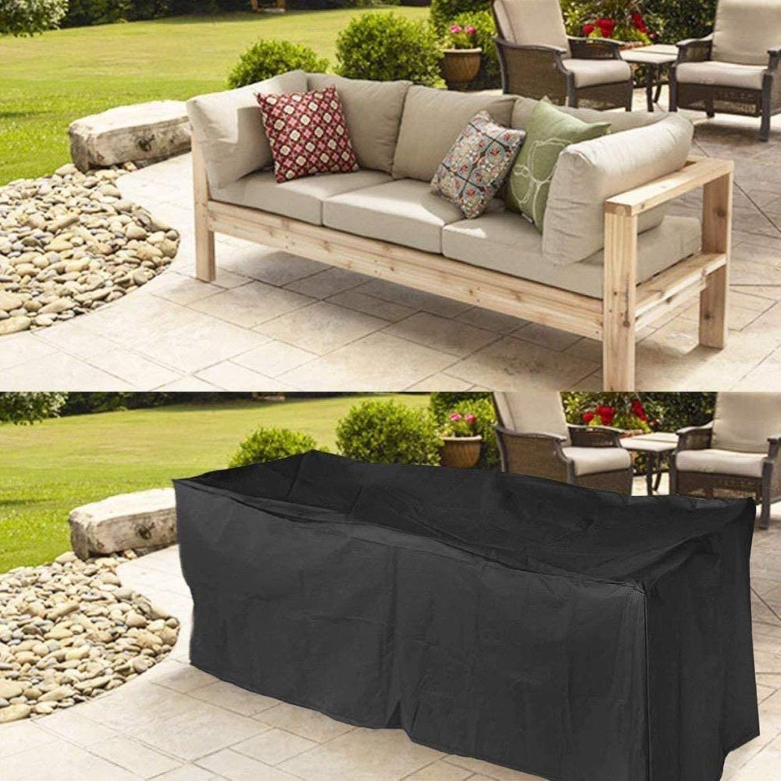 Waterproof Garden Furniture Cover 325x208x58cm - Heavy Duty Oxford Fabric Patio Table Protector for Outdoor Use, Black - Perfect for Patio, Deck, and Backyard Furniture Protection