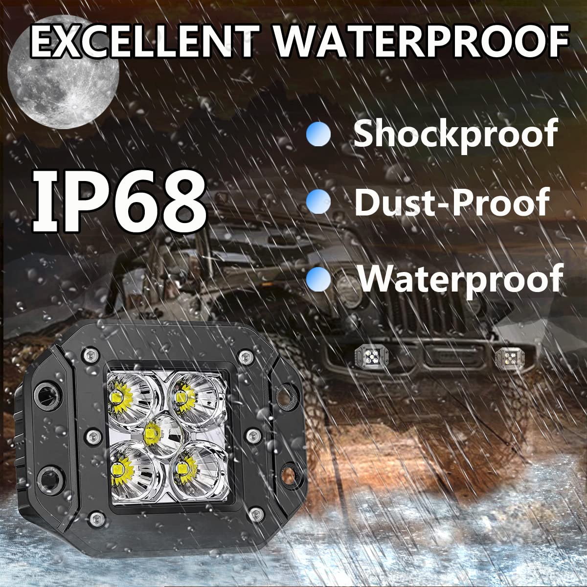 Muto-Beam 5-Inch 100W Flush Mount LED Pods - 2PCS Waterproof IP68 Spot Flood Combo Lights for Trucks, UTVs, ATVs, SXS, SUVs & Boats - Perfect for Off-Roading, Work Lighting & Night Driving