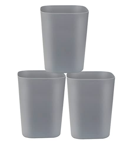 Besli 2 Gallon Small Trash Can - 3 Pack Gray Wastebasket for Bathroom, Bedroom, Kitchen & Office - Perfect for Desks, Countertops & Small Spaces