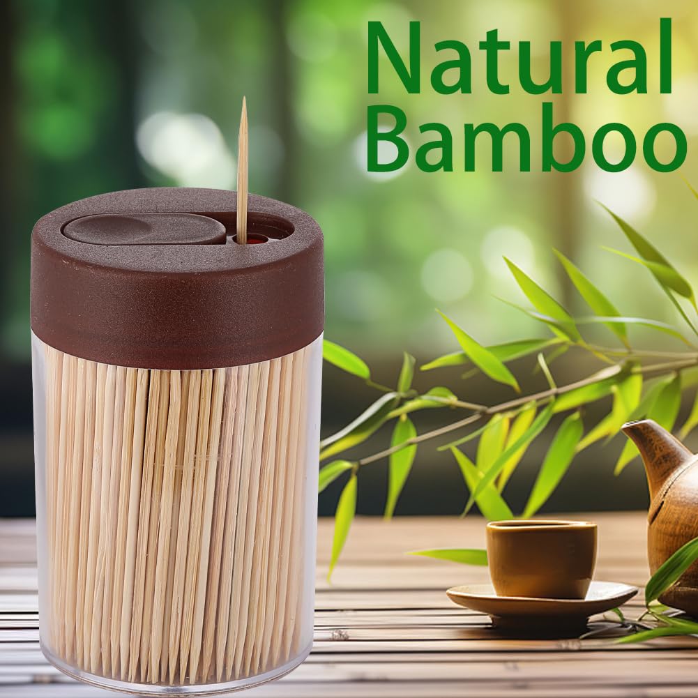 Premium Bamboo Toothpicks 3000 Count with 4 Reusable Toothpick Dispensers - Sturdy & Smooth for Party, Bar, BBQ, Fruit, Olive & Dental Hygiene | Ideal for Home, Restaurant & Catering Events