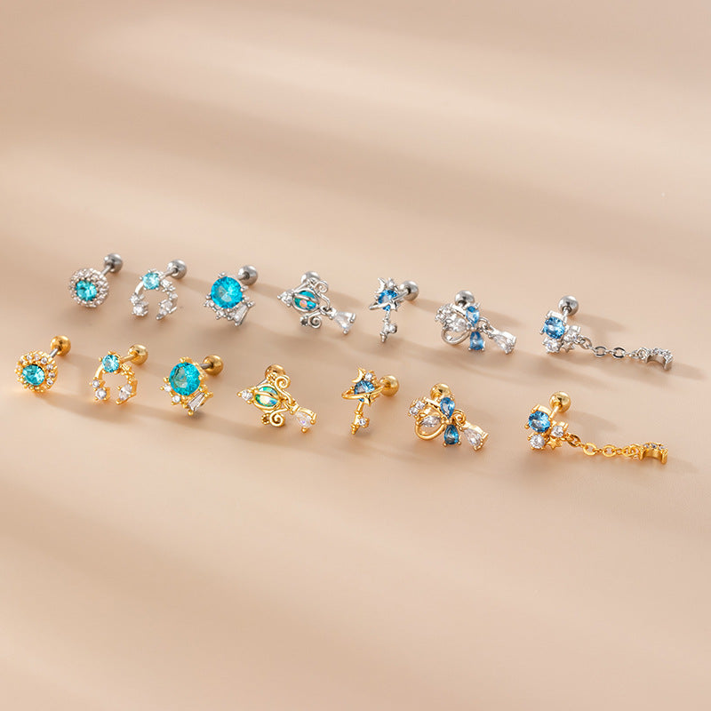 20G Surgical Steel Moon & Star Cartilage Stud Earrings for Forward Helix Piercing | Hypoallergenic Body Jewelry | Perfect for Everyday Wear & Special Occasions