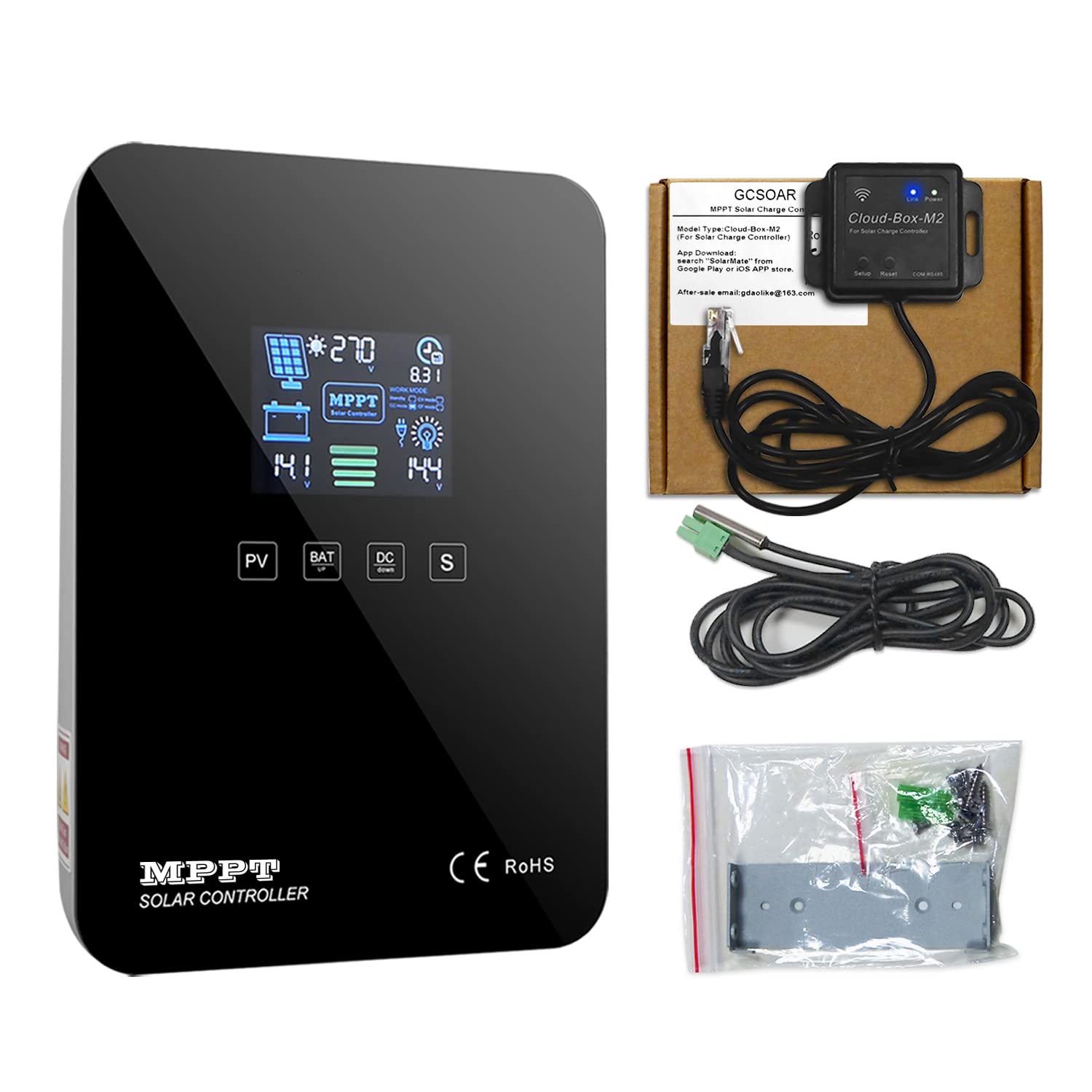 60A MPPT Solar Charge Controller with WiFi Cloud Module - 12V/24V Auto, 100V Max Input, 780W/1560W for Lead-Acid & Lithium Batteries (Common Negative) - Remote Monitoring via PC/APP - Ideal for Off-Grid Solar Systems, RV, Marine & Home Energy Storage