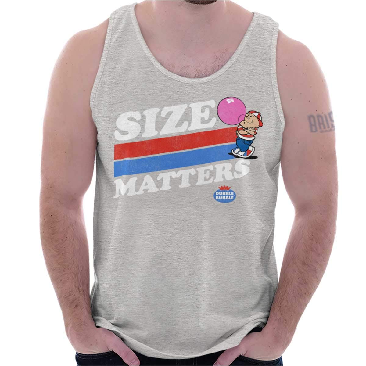 Funny Dubble Bubble Size Matters Tank Top T-Shirt for Men & Women - Casual Summer Wear, Gym Outfits & Funny Gift Ideas
