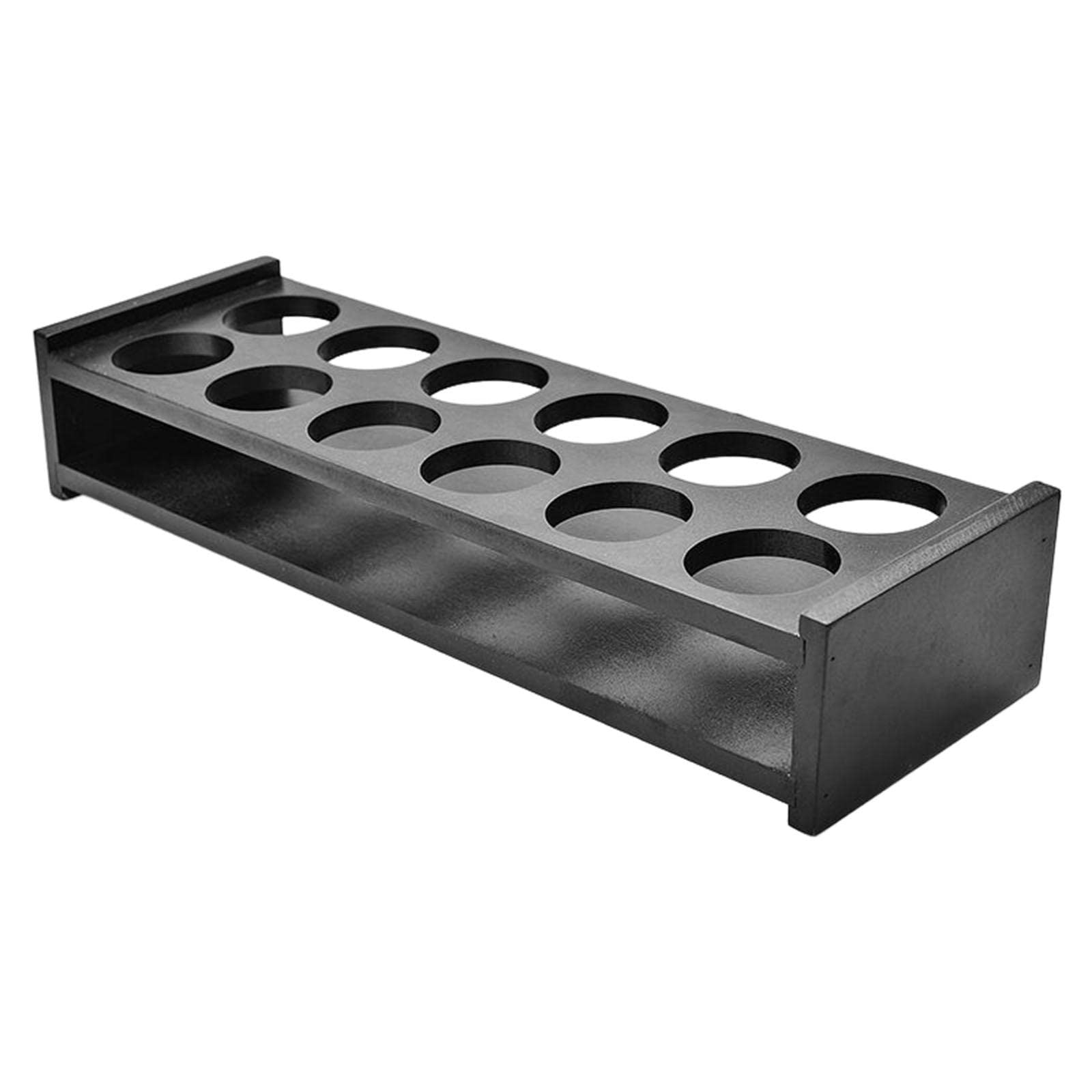 Gazechimp 12-Hole Black Wooden Mug & Cup Rack - Glassware Standing Storage Shelf for Coffee Mugs, Water Cups - Cabinet, Pantry, Kitchen & Countertop Organizer | Perfect for Home, Office & Coffee Shop Use