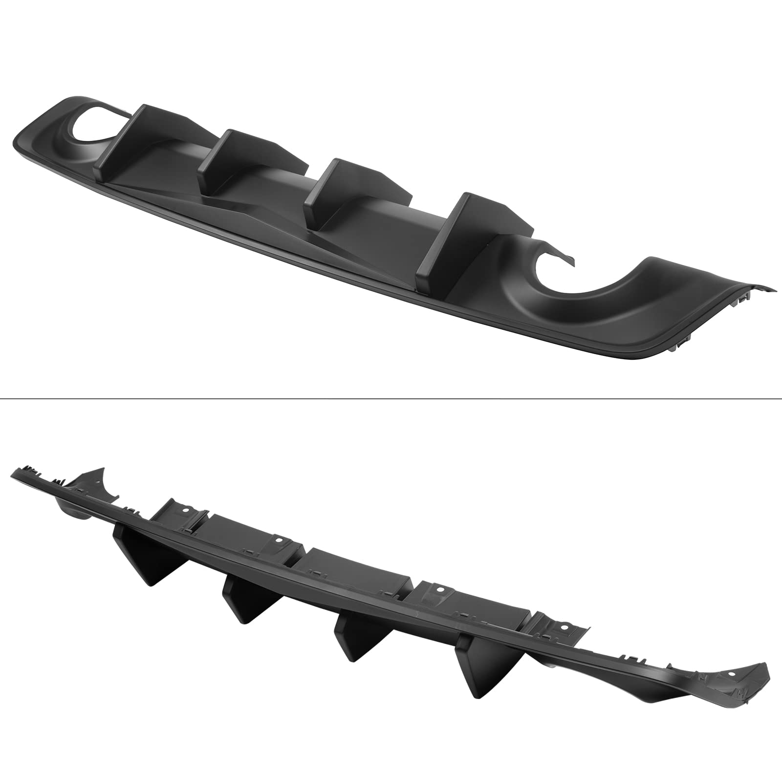 IKON MOTORSPORTS V2 Style Matte Black PP Rear Diffuser Bumper Lip with 4 Shark Fins for 2020-2023 Dodge Charger Widebody - Upgrade Your Car's Aerodynamics & Style for Street Racing & Show Cars