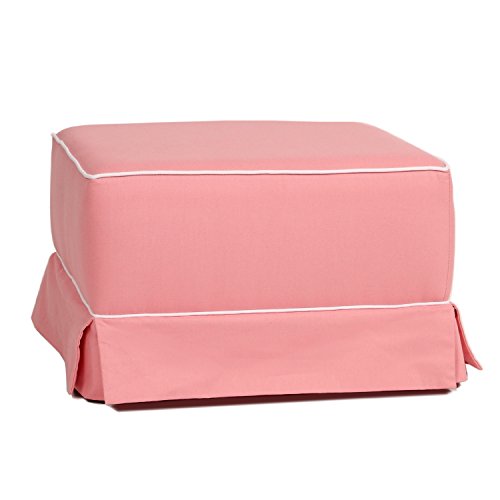 Little Castle Ottoman for Nursery - Baby Pink with White Piping, Small Footstool for Kids Room Decor, Toddler Seating & Playroom Storage