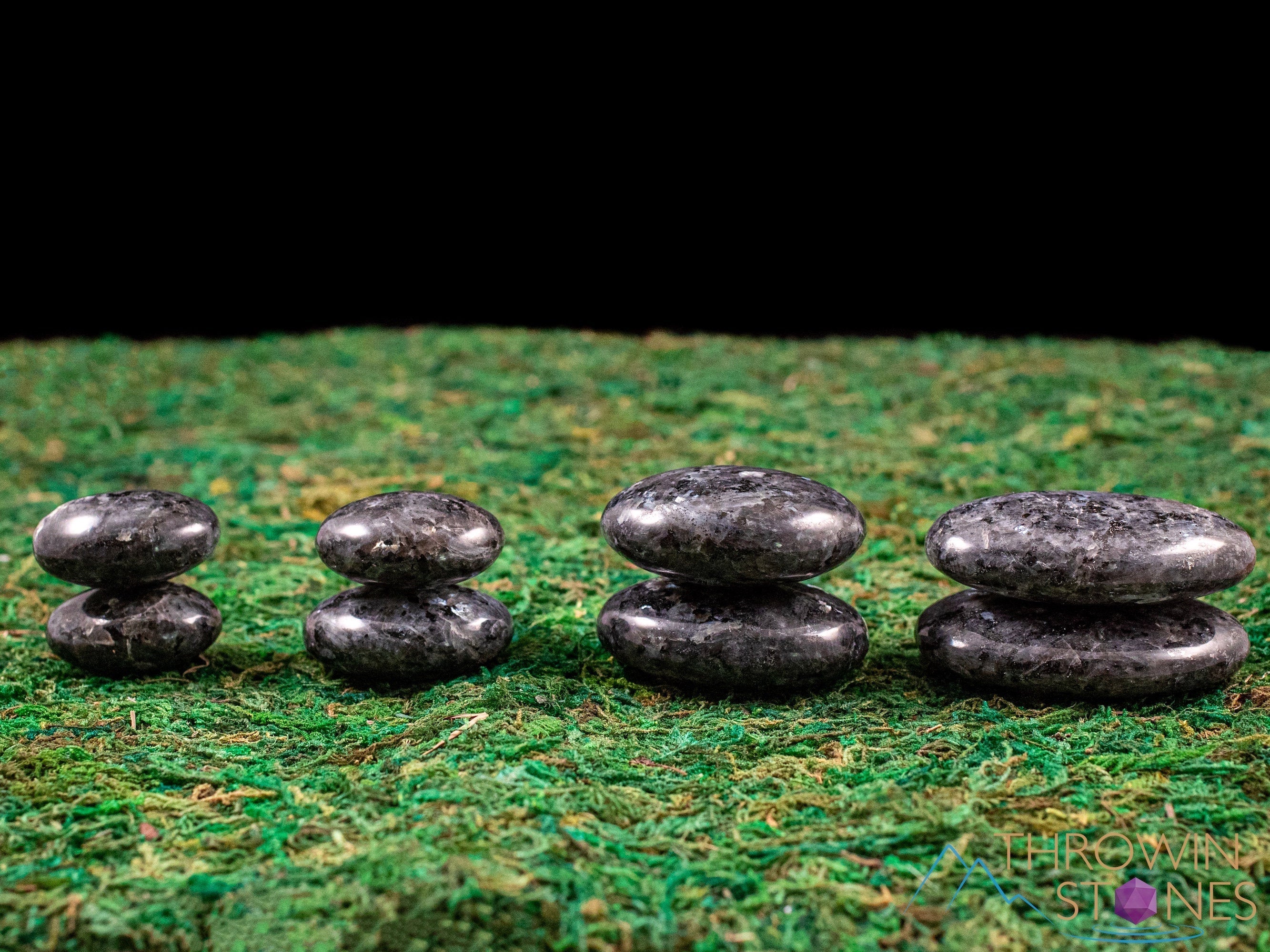 LARVIKITE Crystal Palm Stone - Black Moonstone Worry Stone for Anxiety Relief, Self Care & Healing | Natural Stress Relief, Meditation & Spiritual Balance | Perfect for Relaxation, Mindfulness & Energy Healing