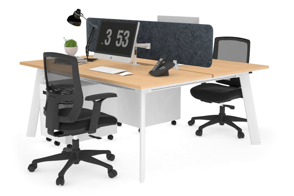 2 Person Workstation with White Frame - 1200L x 800W Switch Desk with Cable Management for Home Office & Coworking Spaces
