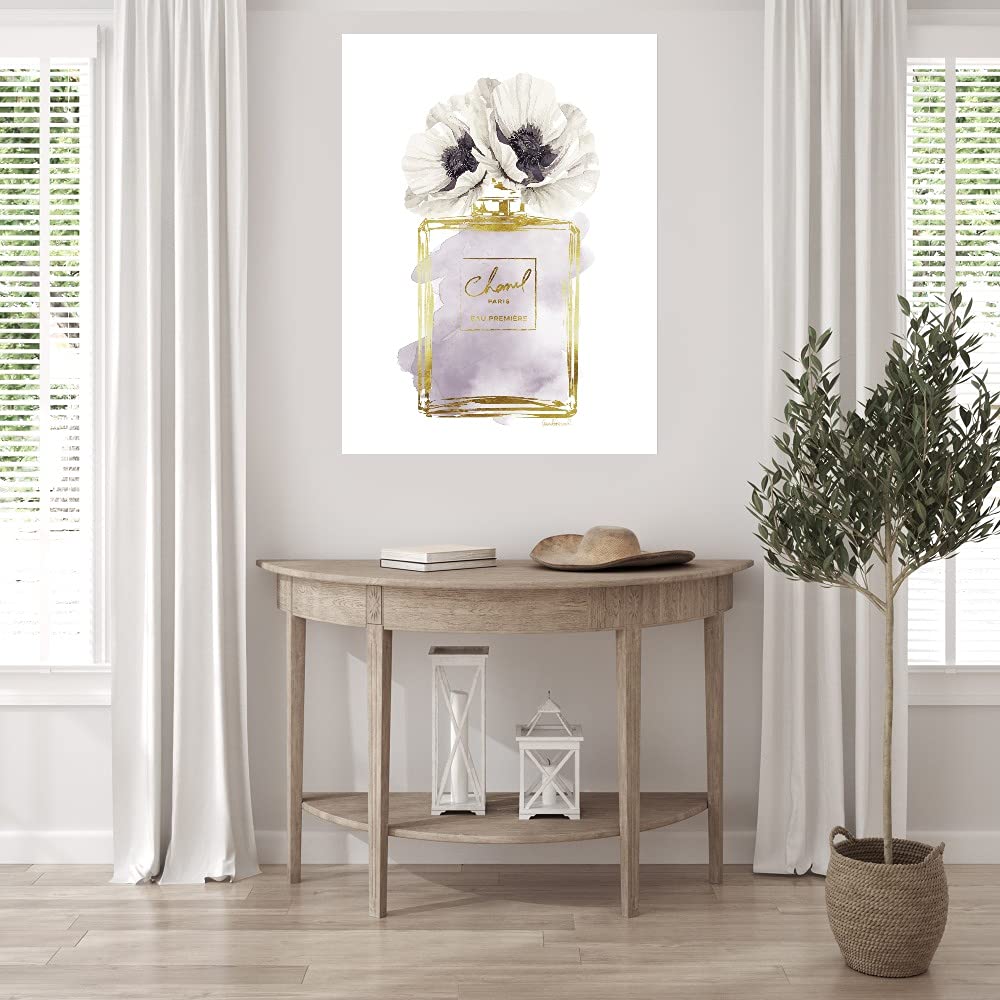 Fine Art Canvas Perfume Bottle Bouquet II - Hand-Painted Wall Art by Amanda Greenwood - Ready to Hang 35x46 Inch - Perfect for Living Room, Bedroom, Bathroom & Office Decor - Elegant Floral Painting for Home, Hotel or Gift