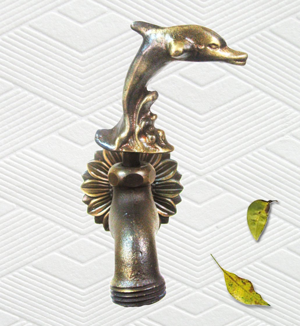 Premium Solid Brass Dolphin Faucet - Elegant Bathroom Sink Faucet with High Polish Finish - Perfect for Coastal, Nautical, or Beach-Themed Bathrooms