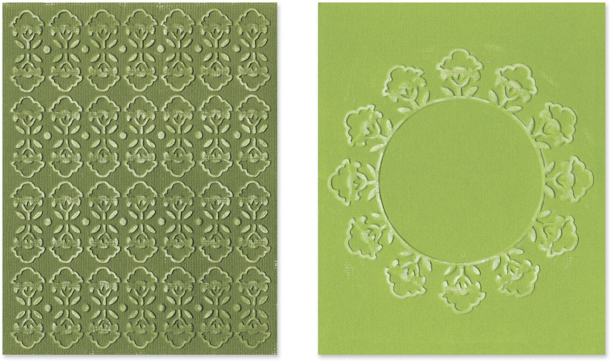 Sizzix Textured Impressions Embossing Folders 2-Pack - Folksy Circle & Fun Designs for Card Making, Scrapbooking, and DIY Paper Crafts