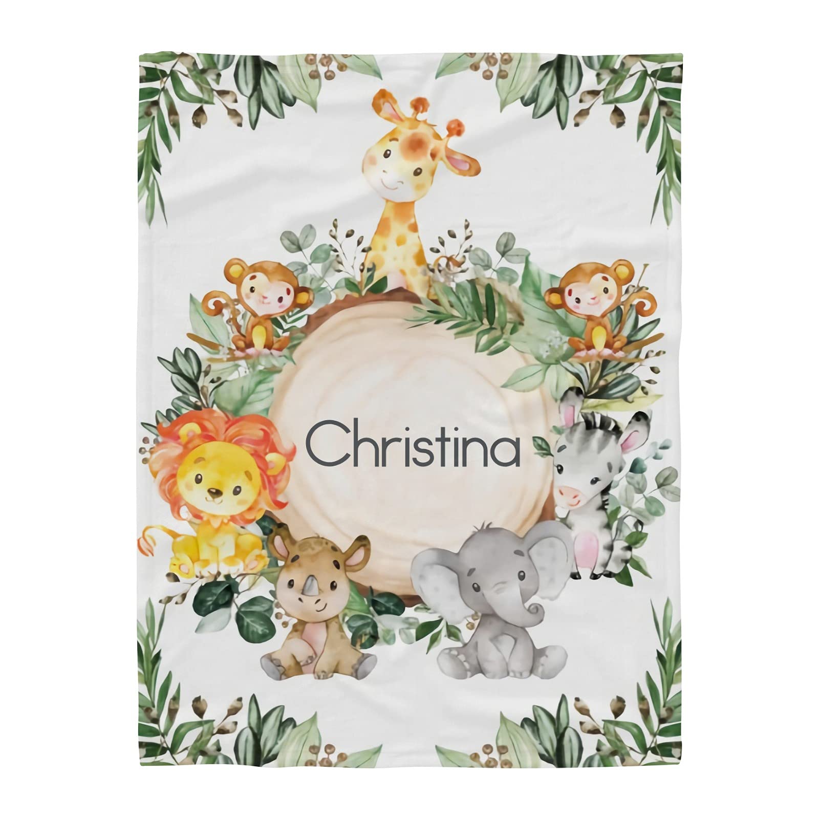 Custom Personalized Watercolor Deer & Leaves Fleece Blanket - Super Soft 60x80 Inch Throw Blanket with Name Text - Cozy Gift for Couch, Sofa, Bed & Winter Nights