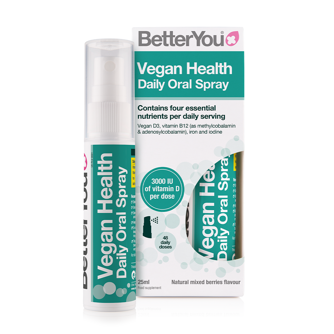 BetterYou Vegan Health Daily Oral Spray 25ml - Vitamin B12 & D3 Supplement for Energy & Immunity - Perfect for Busy Lifestyles & On-the-Go Wellness