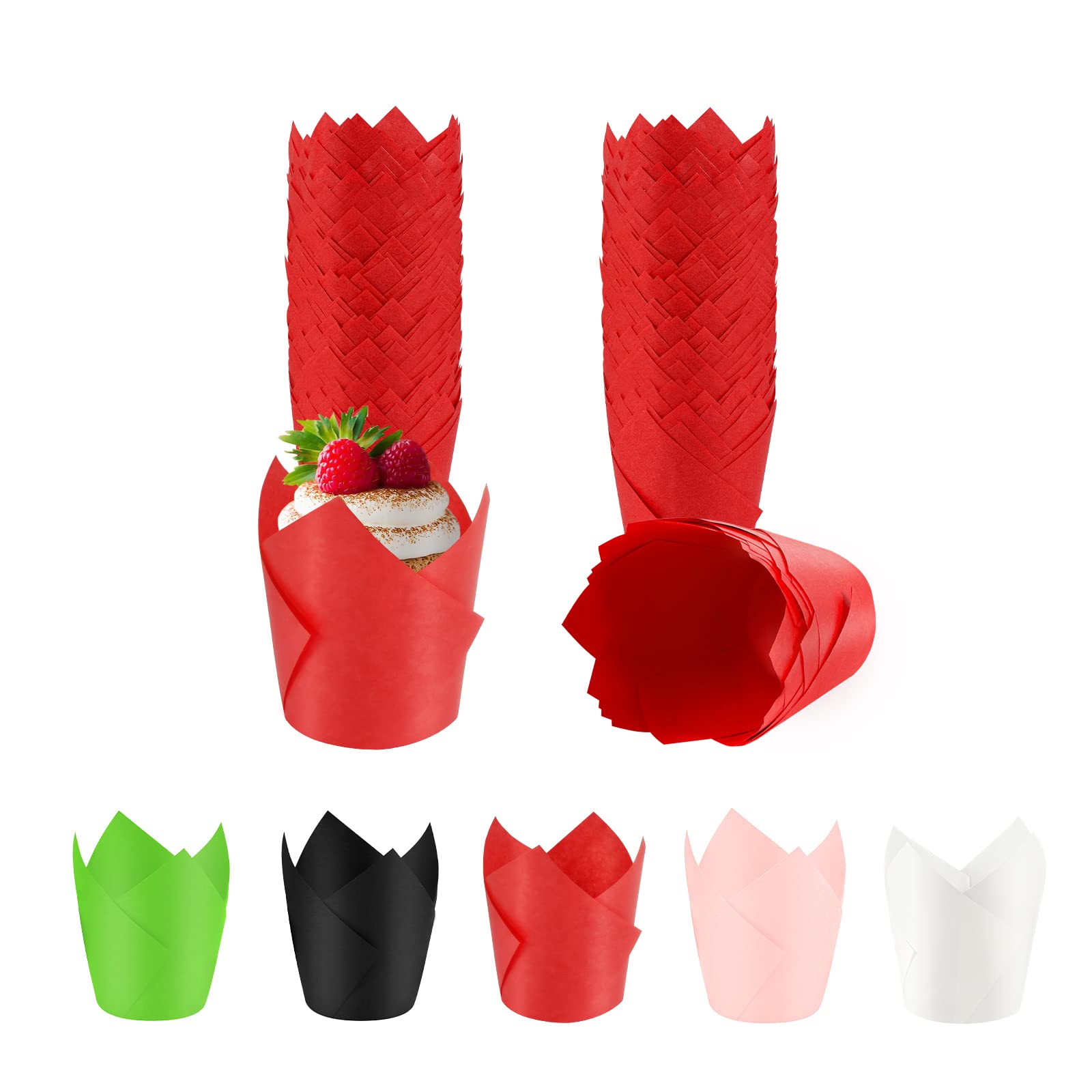 100-Count Natural Tulip Muffin Baking Cups - Standard Size Cupcake Liners for Baking, Weddings, Birthdays & Holidays | Perfect for Christmas, Baby Showers, Anniversaries & Party Desserts