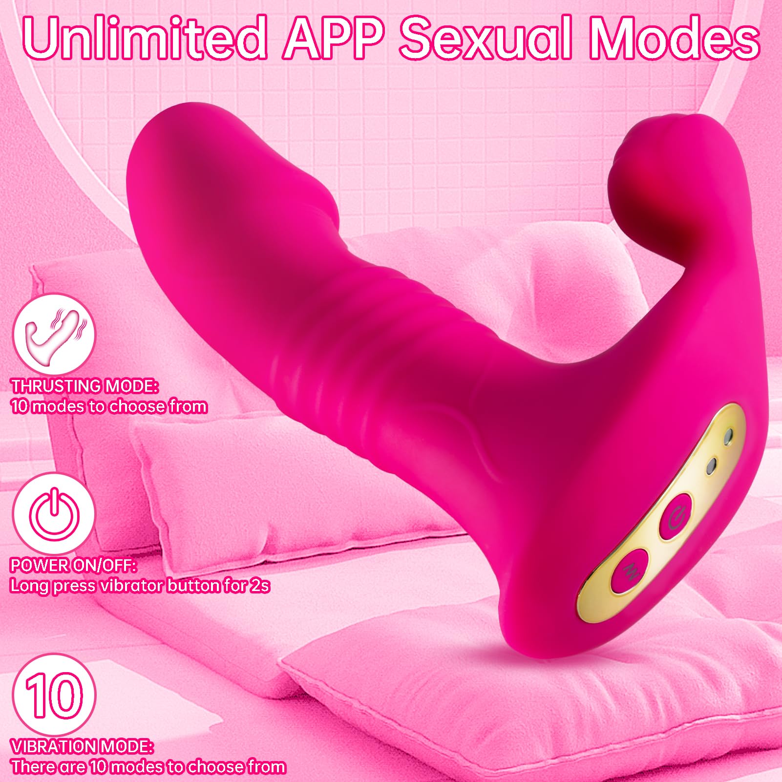 **Wearable G-Spot Dildo & Clitoral Vibrator – APP Remote Control Panty Vibrator with 10 Thrusting & Vibrating Modes – Adult Sex Toy for Women & Couples – Perfect for Solo Play & Couples’ Intimacy**