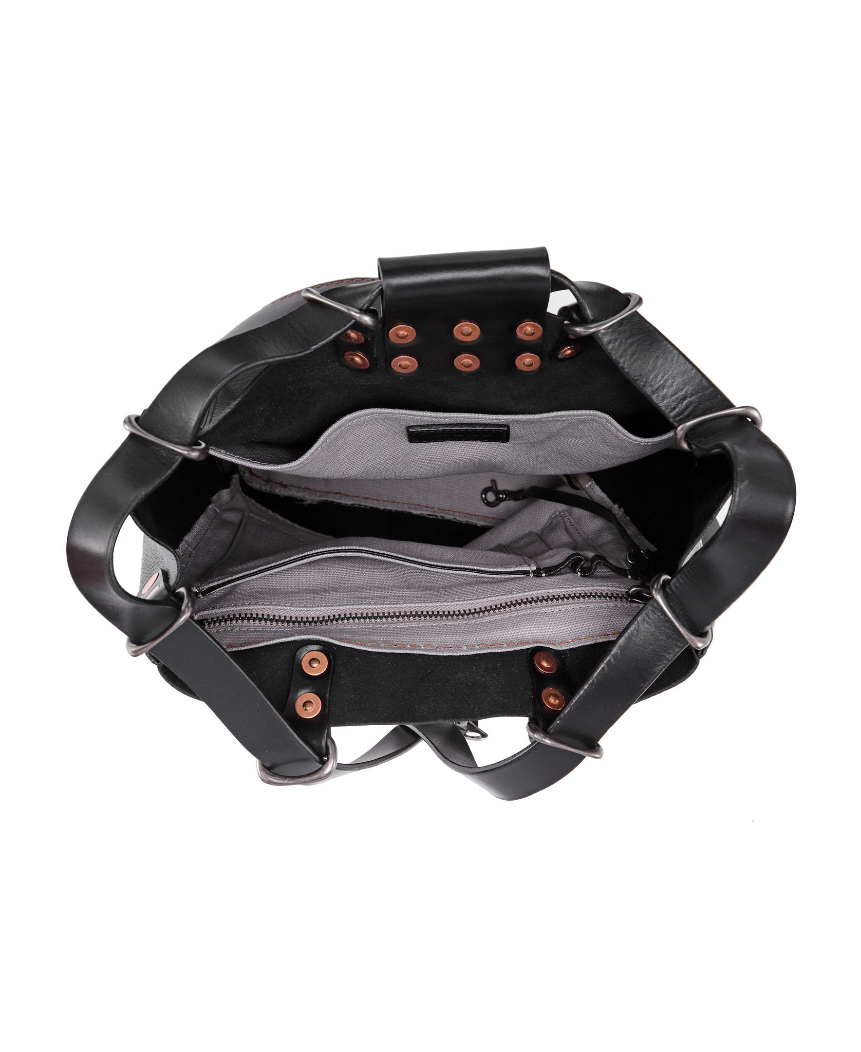 Genuine Leather Stars Align Bucket-Backpack (Black) - Stylish Unisex Travel Backpack for Work, School & Outdoor Adventures