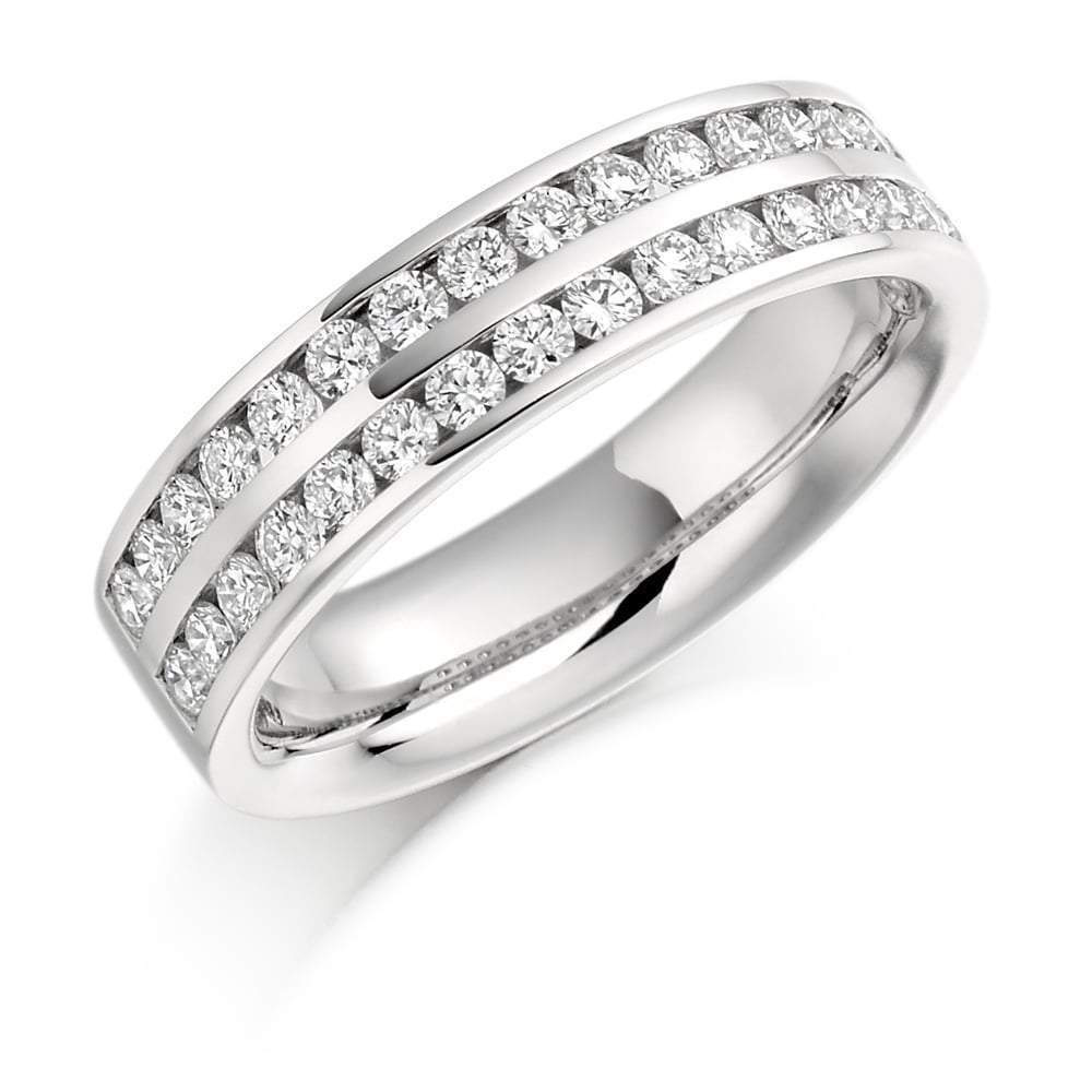 0.75ct Diamond Twin Channel Eternity Band Ring - 1/2 Carat Round Cut Wedding Band for Women, Perfect for Anniversaries & Bridal Jewelry Gifts