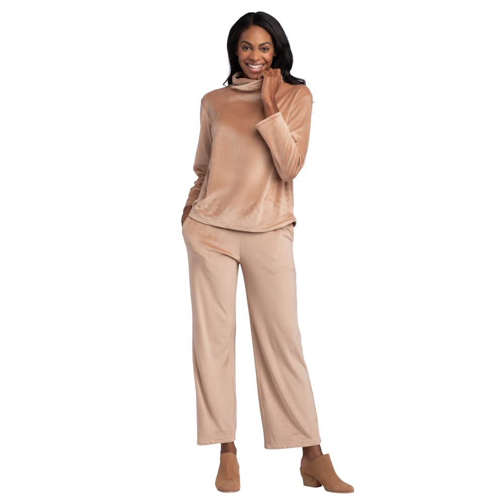 Softies Feather Velour Funnel Neck Lounge Set - Cozy Womens Loungewear Outfit for Home Relaxation & Casual Wear - Perfect for Yoga, Netflix Nights and Winter Comfort