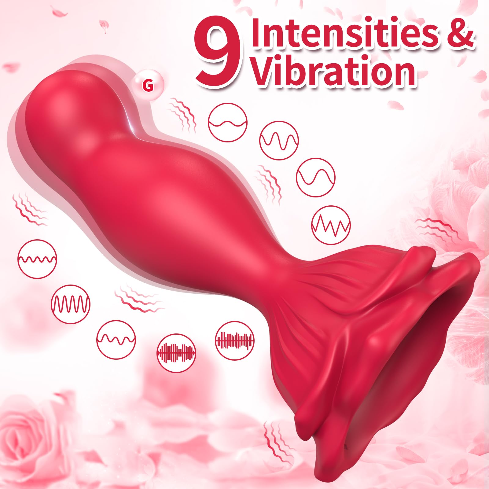 Rose Anal Plug Vibrator - 9 Vibration Modes Remote Control Prostate Massager, G-Spot Stimulator for Women & Couples | Perfect for Solo Play, Couples Intimacy & BDSM Exploration