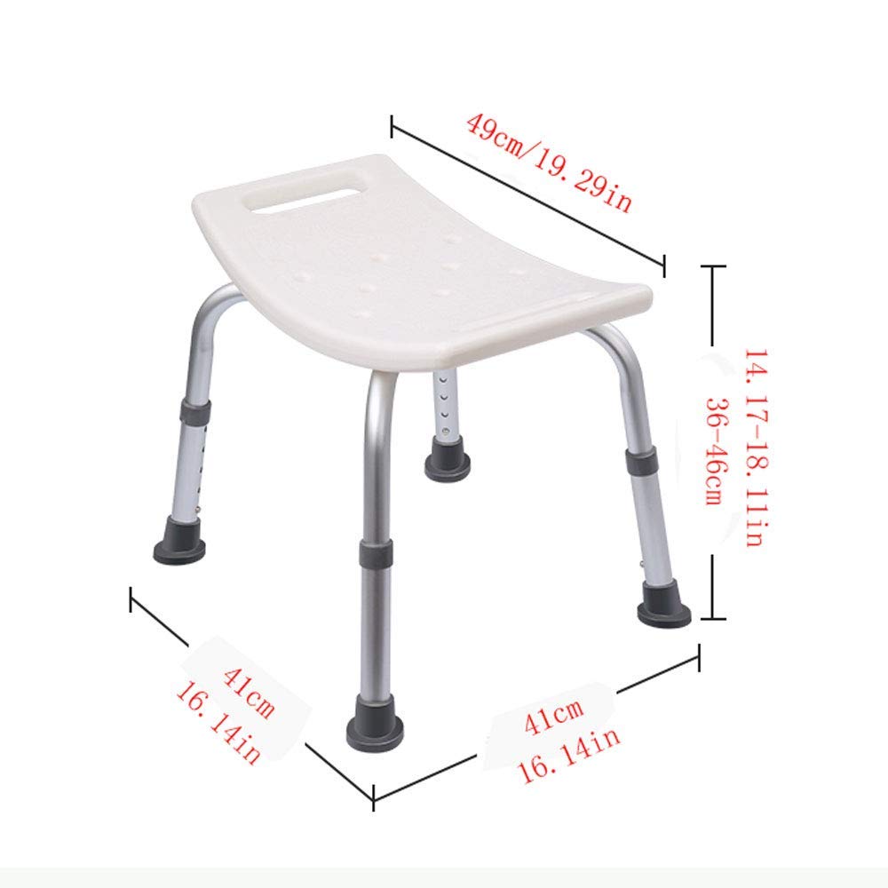 Adjustable Height Shower Stool with Backrest - Non-Slip Bath Seat for Elderly & Disabled (41x41cm, Height 36-48cm) - Ideal for Safe Showering, Bathroom Safety & Mobility Assistance