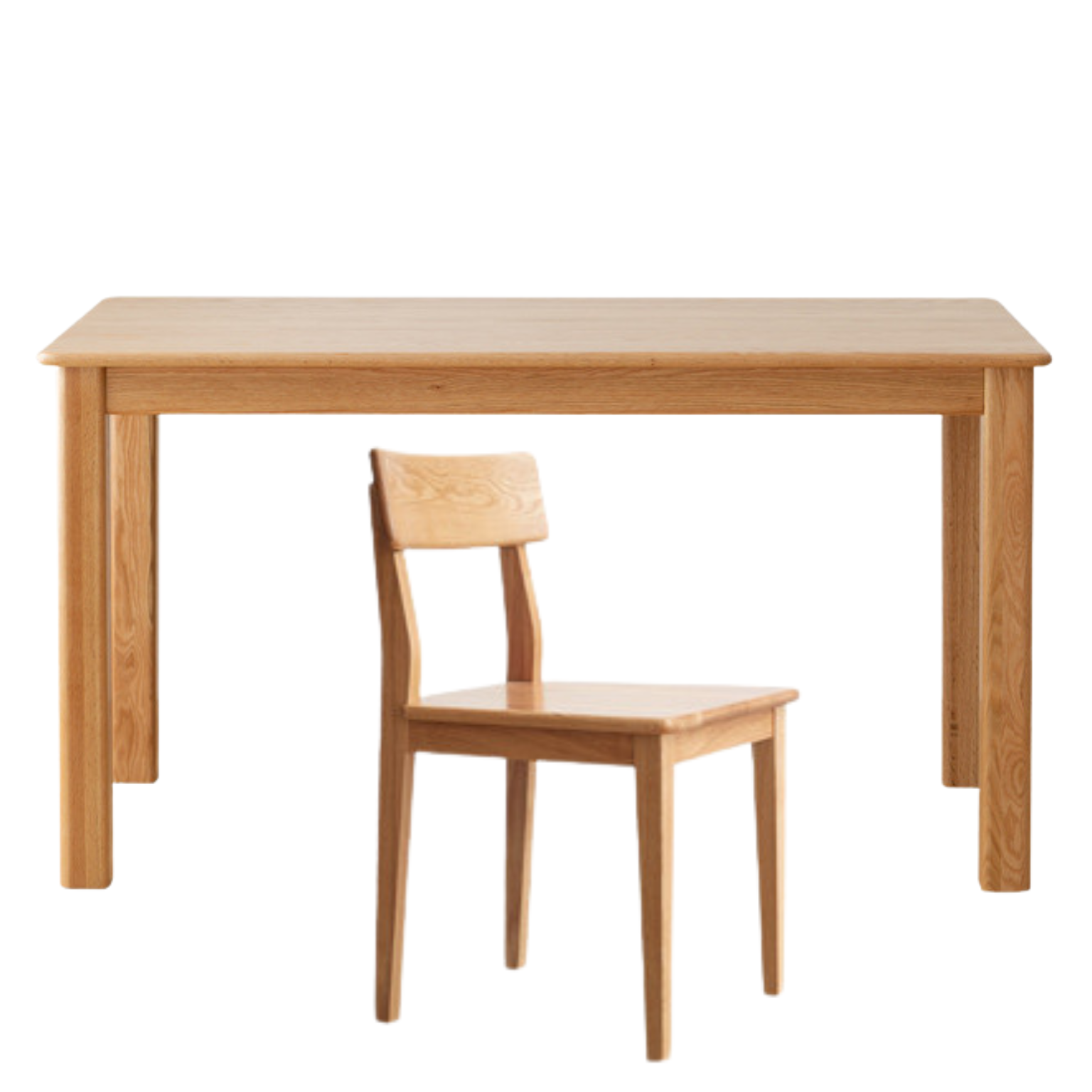 70.9x33.5x30 inch / 180x85x76 сm / Natural Wood Color / Rounded dining table + 4 dining chair