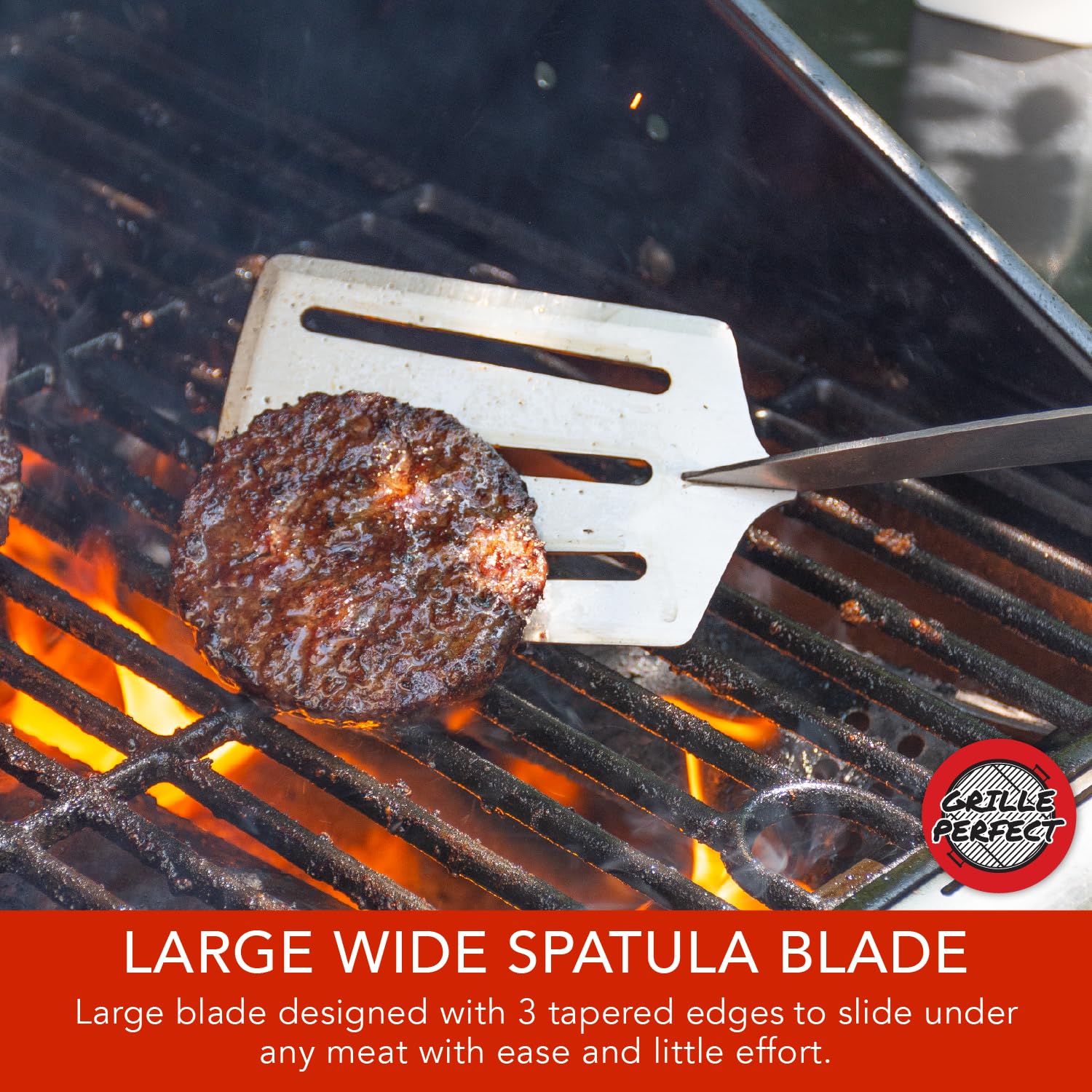 24-Inch Super Long Grill Spatula - Extra Strong Curved Neck with Premium Hardwood Handle & Large Stainless Steel Blade - Perfect for BBQ, Grilling, Fire Pit, Outdoor Kitchen & Backyard Cooking - Ideal for Burgers, Steaks, Pancakes & Grilled Vegetables