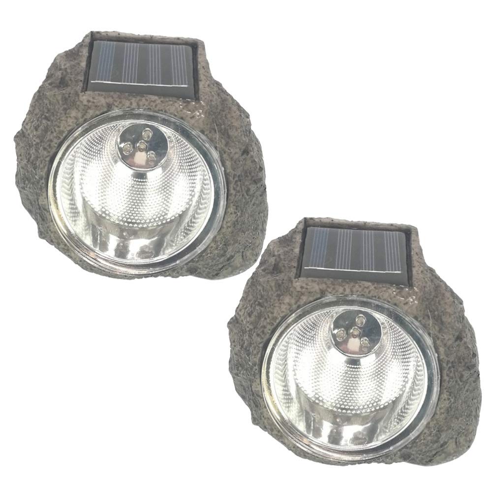 Uonlytech 2 Pack Solar Outdoor Rock Lights - Waterproof Garden Spotlights & Stone Lights for Pathway, Yard, Landscape, Patio, and Driveway Decoration
