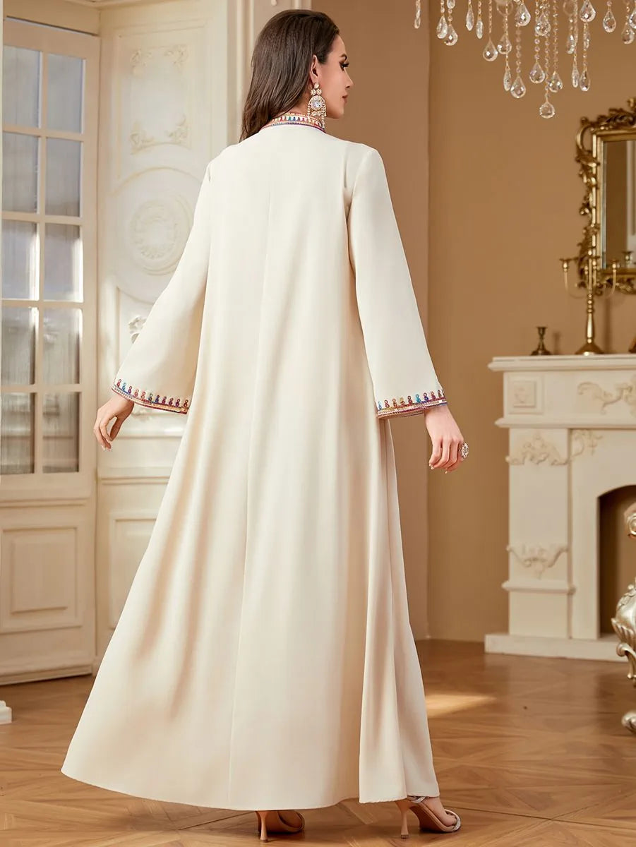 Elegant Eid Arab Embroidery Caftan Kaftan Dress for Women - Traditional Islamic Party Wear #254358 | Perfect for Eid Celebrations, Weddings & Special Occasions