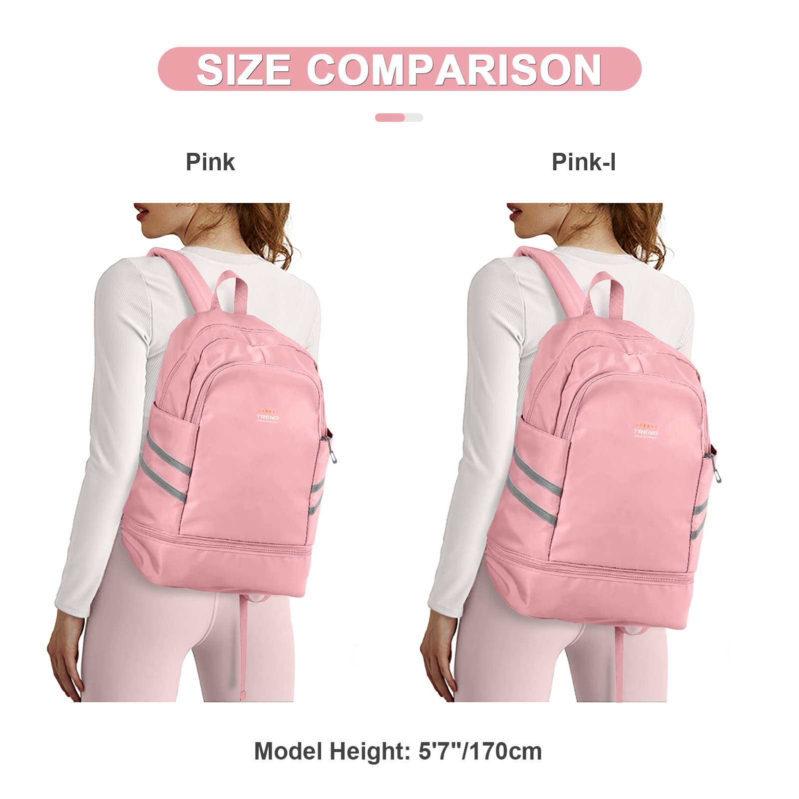 Coofay Women's Waterproof Gym Backpack with Shoe Compartment - Lightweight Sports Travel Backpack, Small Pink Workout Bag for Gym, Yoga, Hiking & Daily Commute