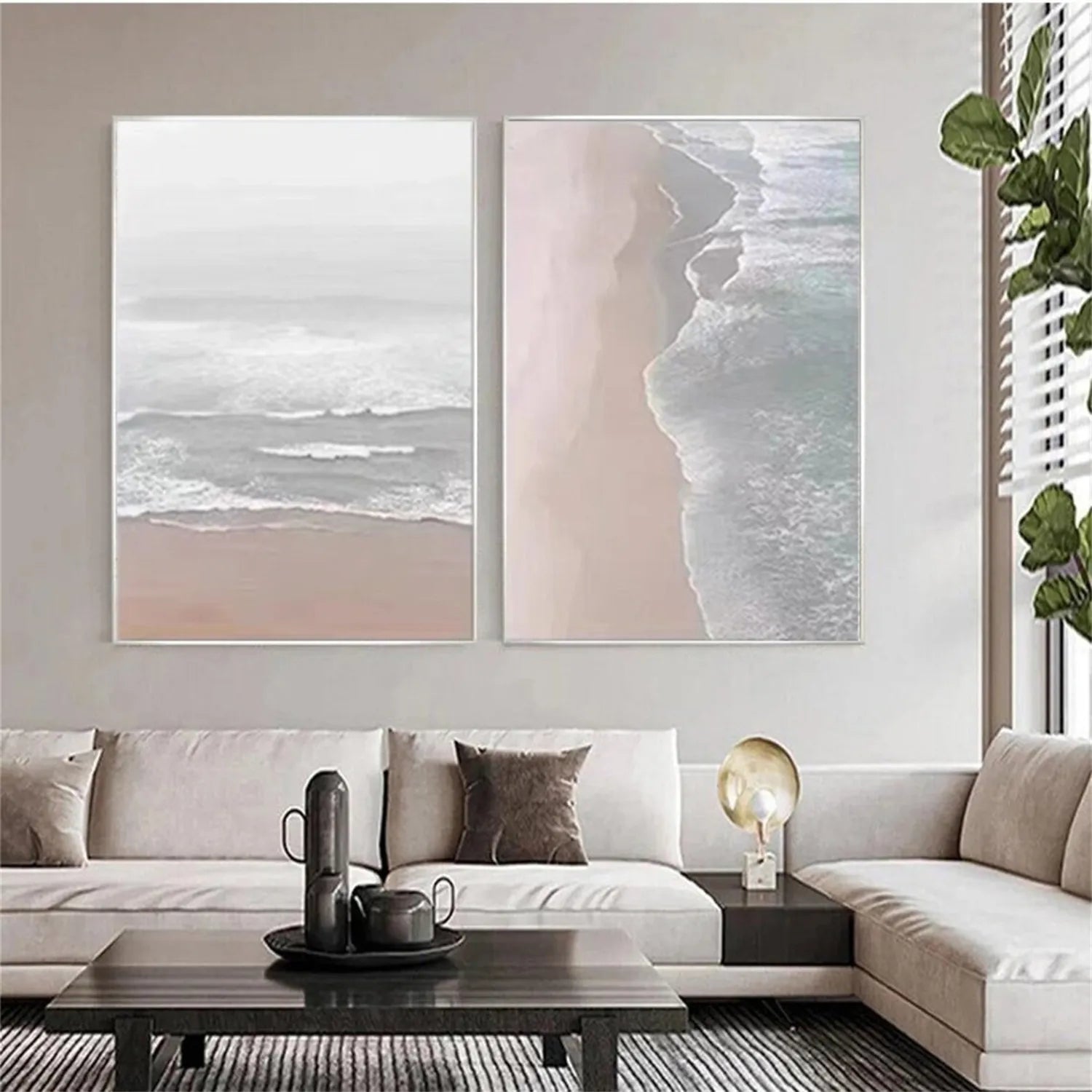 Ocean and Sky Wall Art Set of 2 - Modern Coastal Paintings for Home & Office Decor | Perfect for Living Room, Bedroom or Beach House