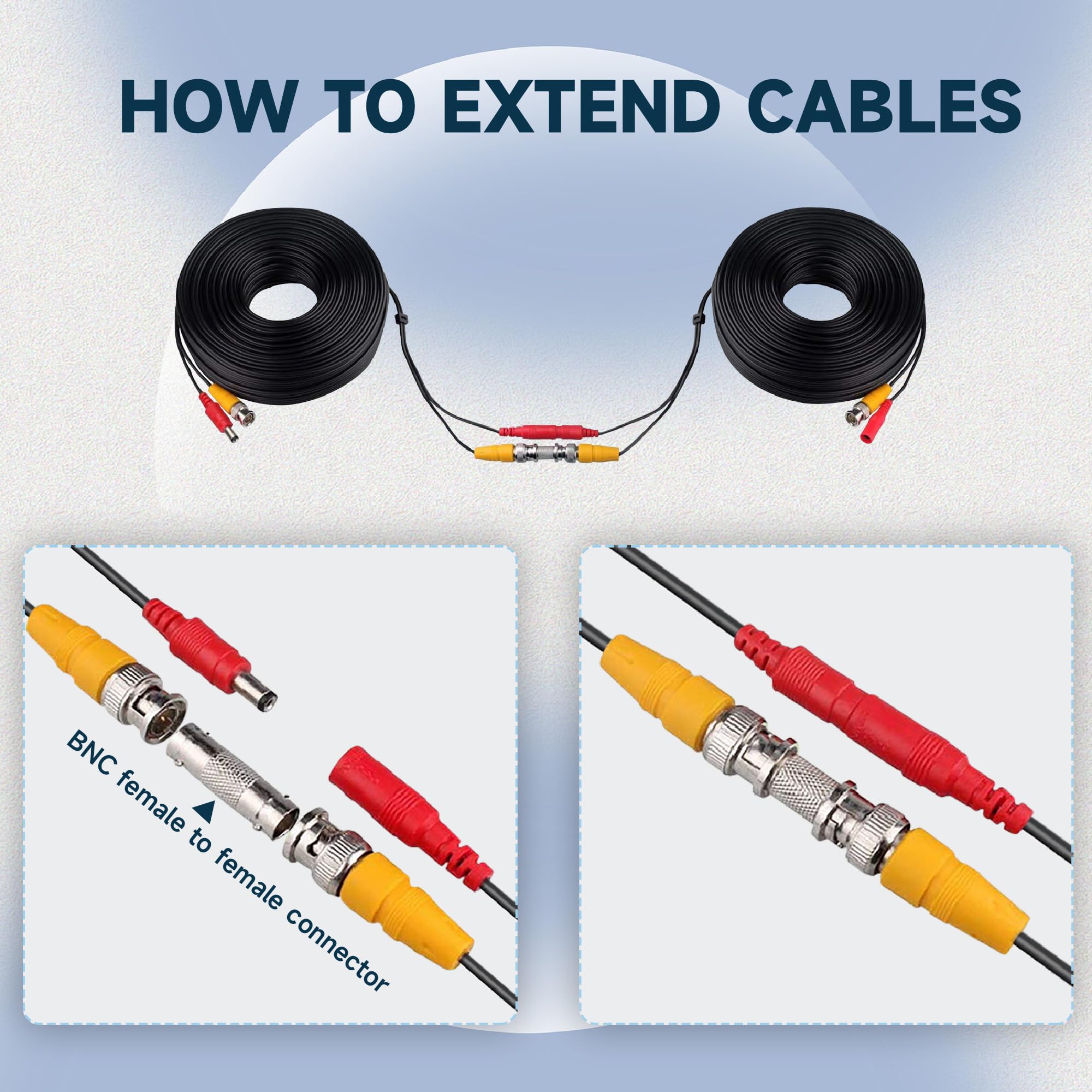 ANLINK 4 Pack 100ft/30M BNC Video Power Cable Combo for CCTV Security Camera System - Includes 8 BNC Connectors & 100 Cable Clips - Perfect for DVR Installation, Home Surveillance & Outdoor Monitoring