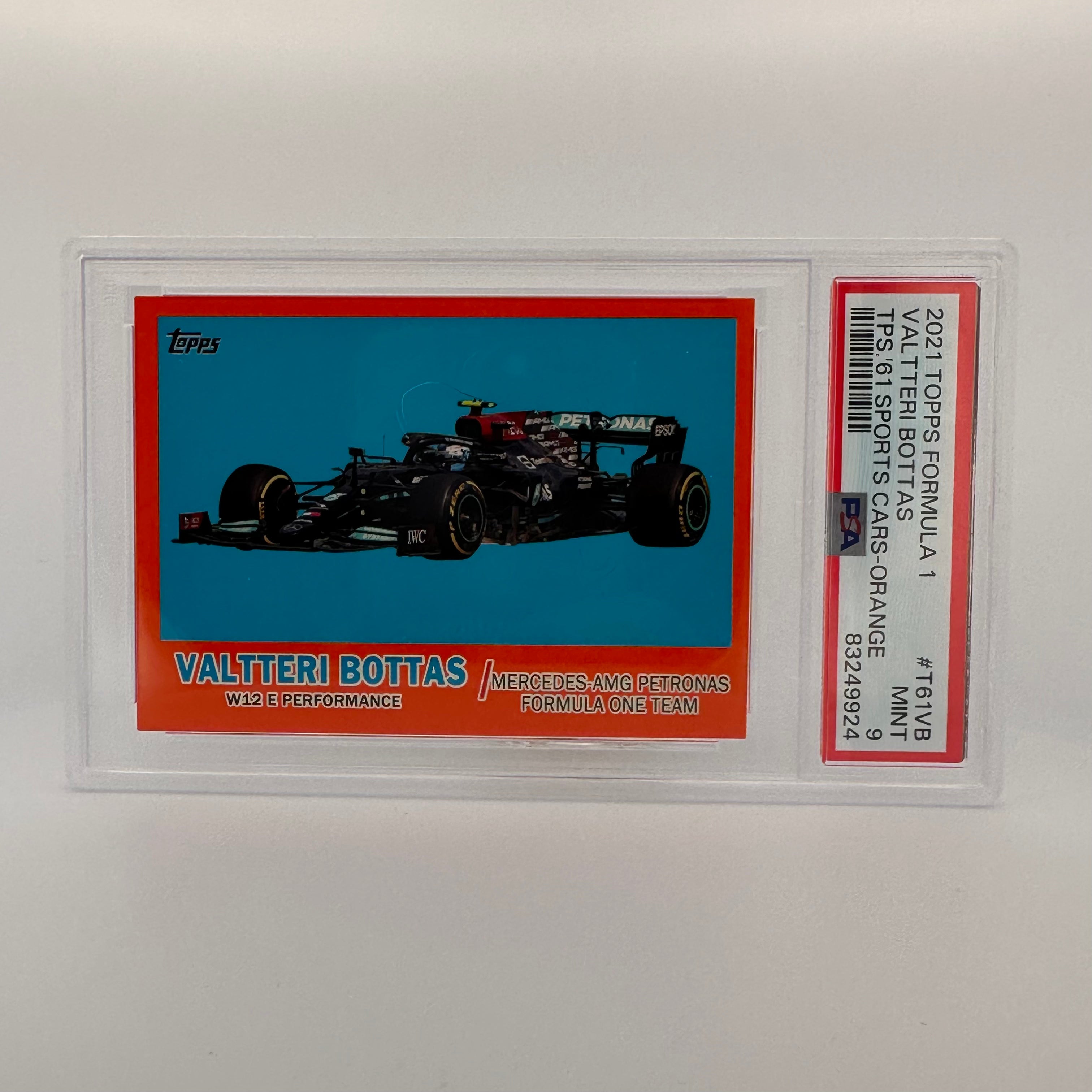 PSA 9 Graded 02/25 Valtteri Bottas 1961 Sports Cars Trading Card #T61VB Orange - Perfect for Collectors, Racing Fans & Memorabilia Displays
